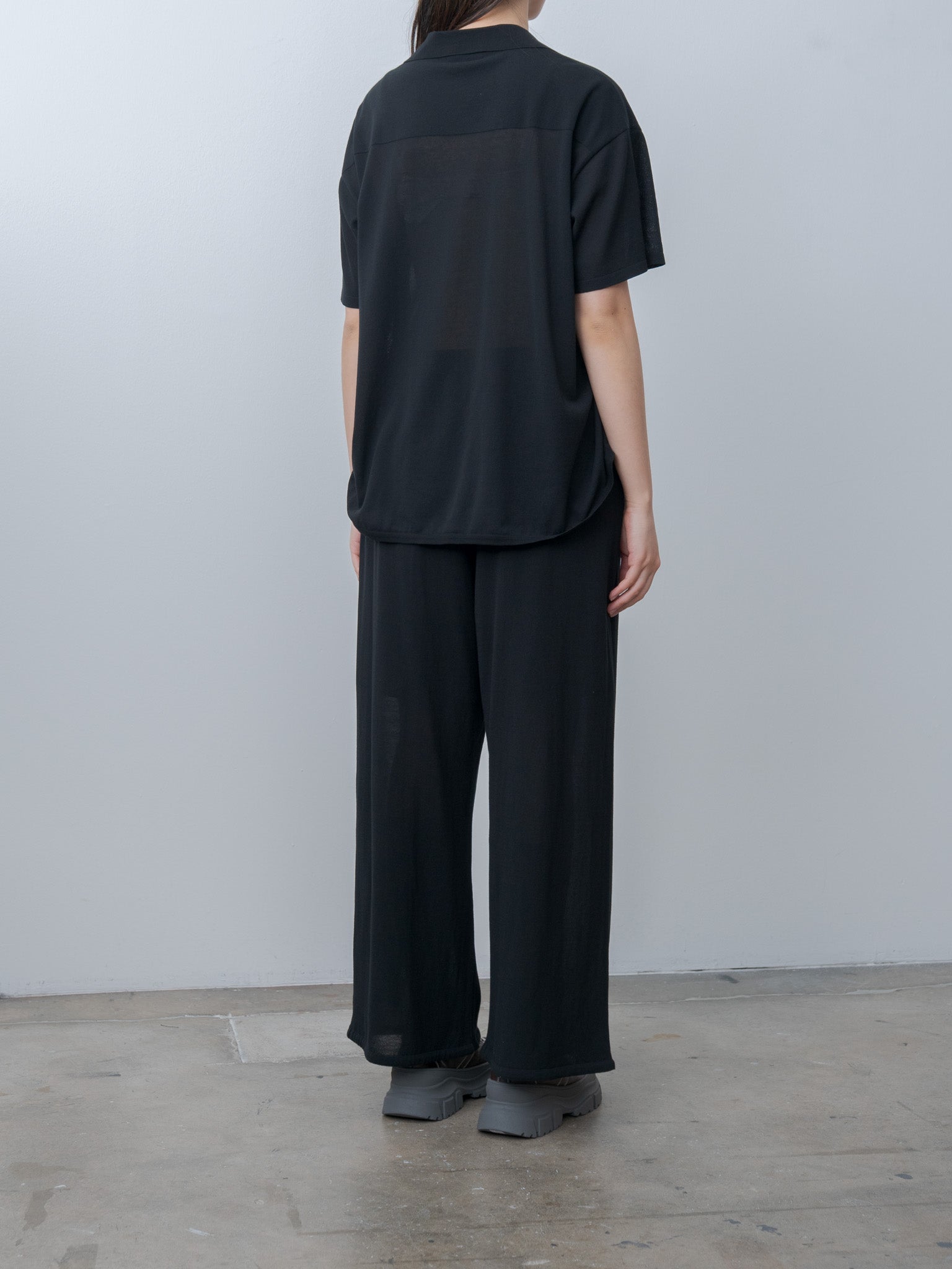 Namu Shop - Aton High Twist Cotton Knit Shirt - Black