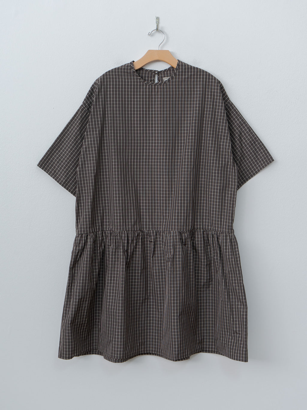 Namu Shop - Eleph Short Mumu Dress - Brown Check