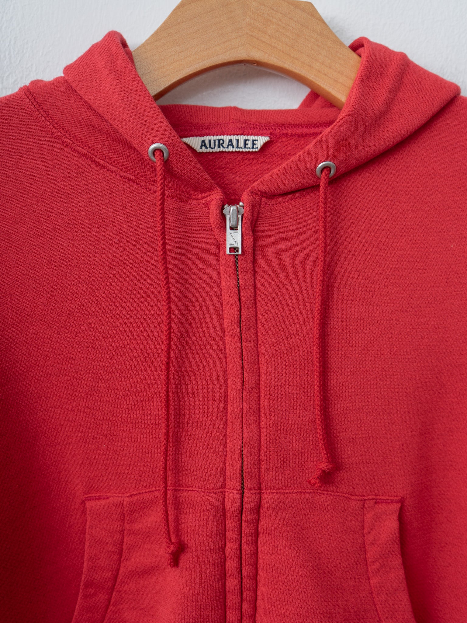 Namu Shop - Auralee High Twist Light Sweat Zip Parka - Red
