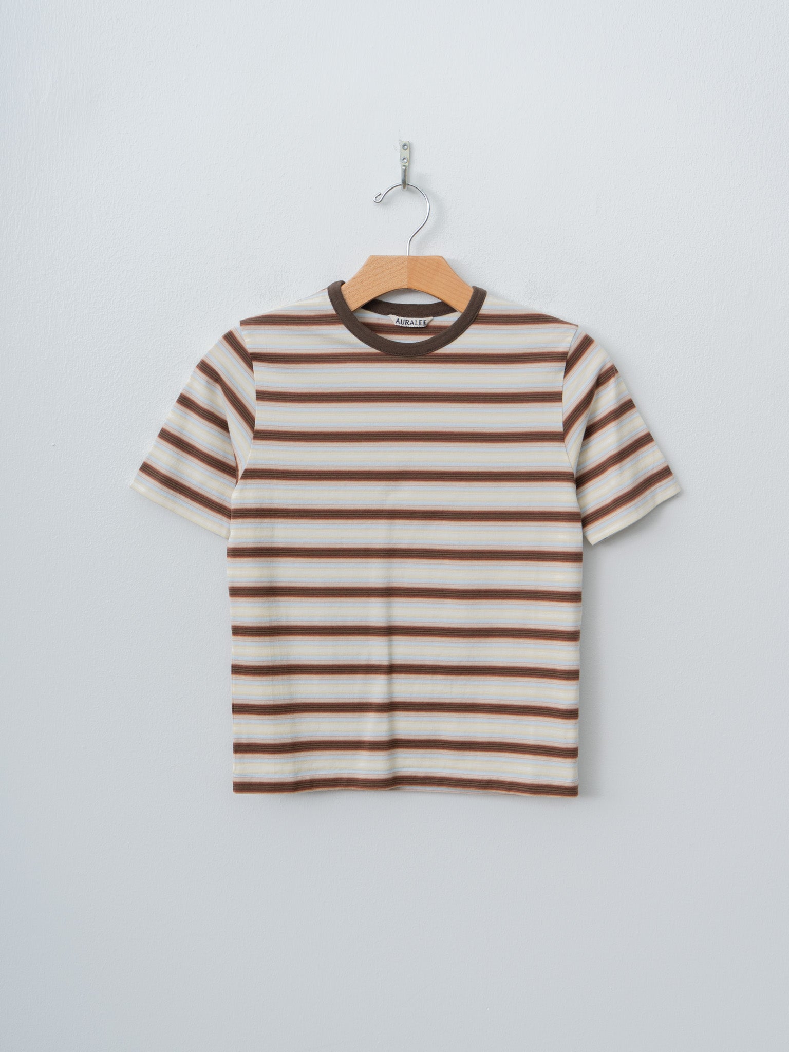 Namu Shop - Auralee Gradient Stripe Jersey Tee - Fade Brown Stripe