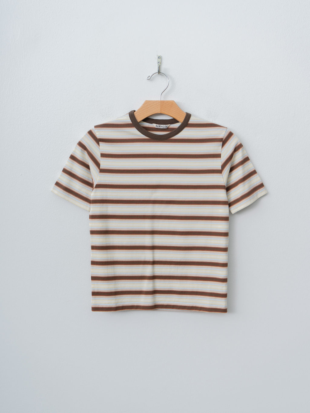 Namu Shop - Auralee Gradient Stripe Jersey Tee - Fade Brown Stripe