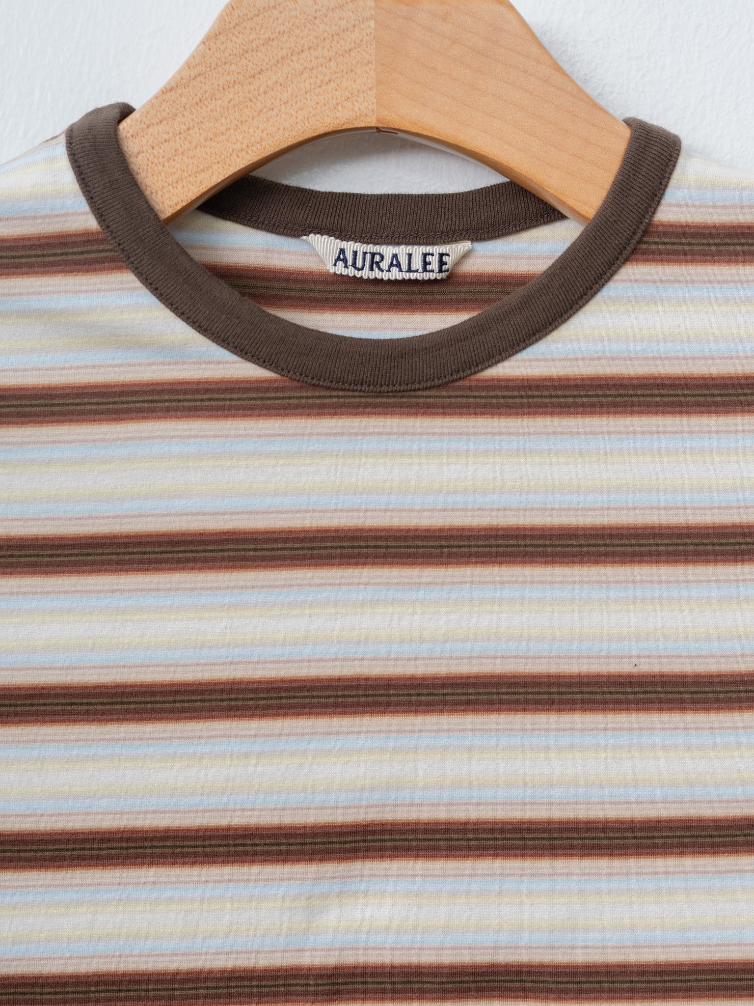 Namu Shop - Auralee Gradient Stripe Jersey Tee - Fade Brown Stripe