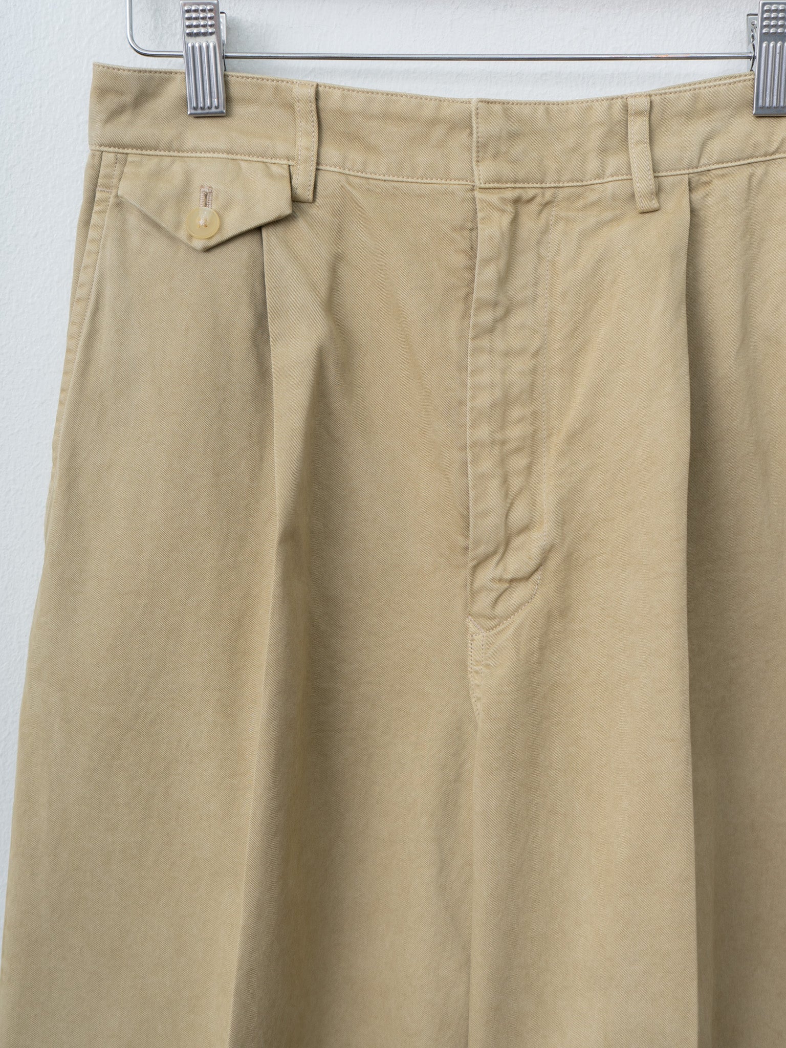Namu Shop - Auralee Garment-Dyed Finx Light Chino One-Tuck Wide Pants - Beige
