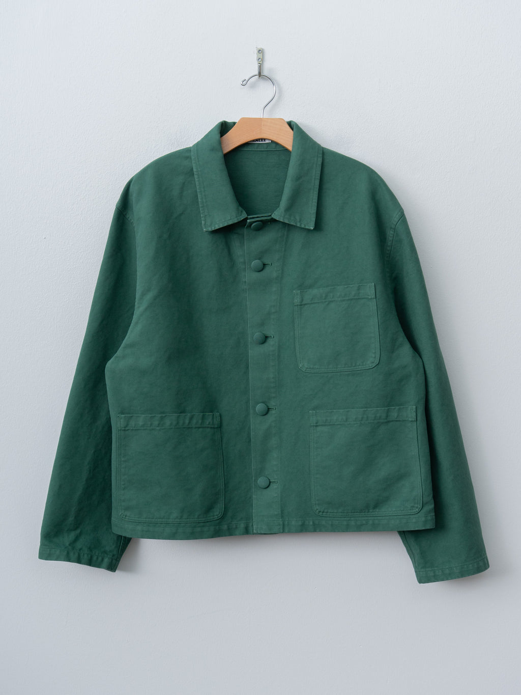 Namu Shop - Auralee Garment-Dyed Organic Cotton Heavy Twill Short Work Jacket - Forest Green