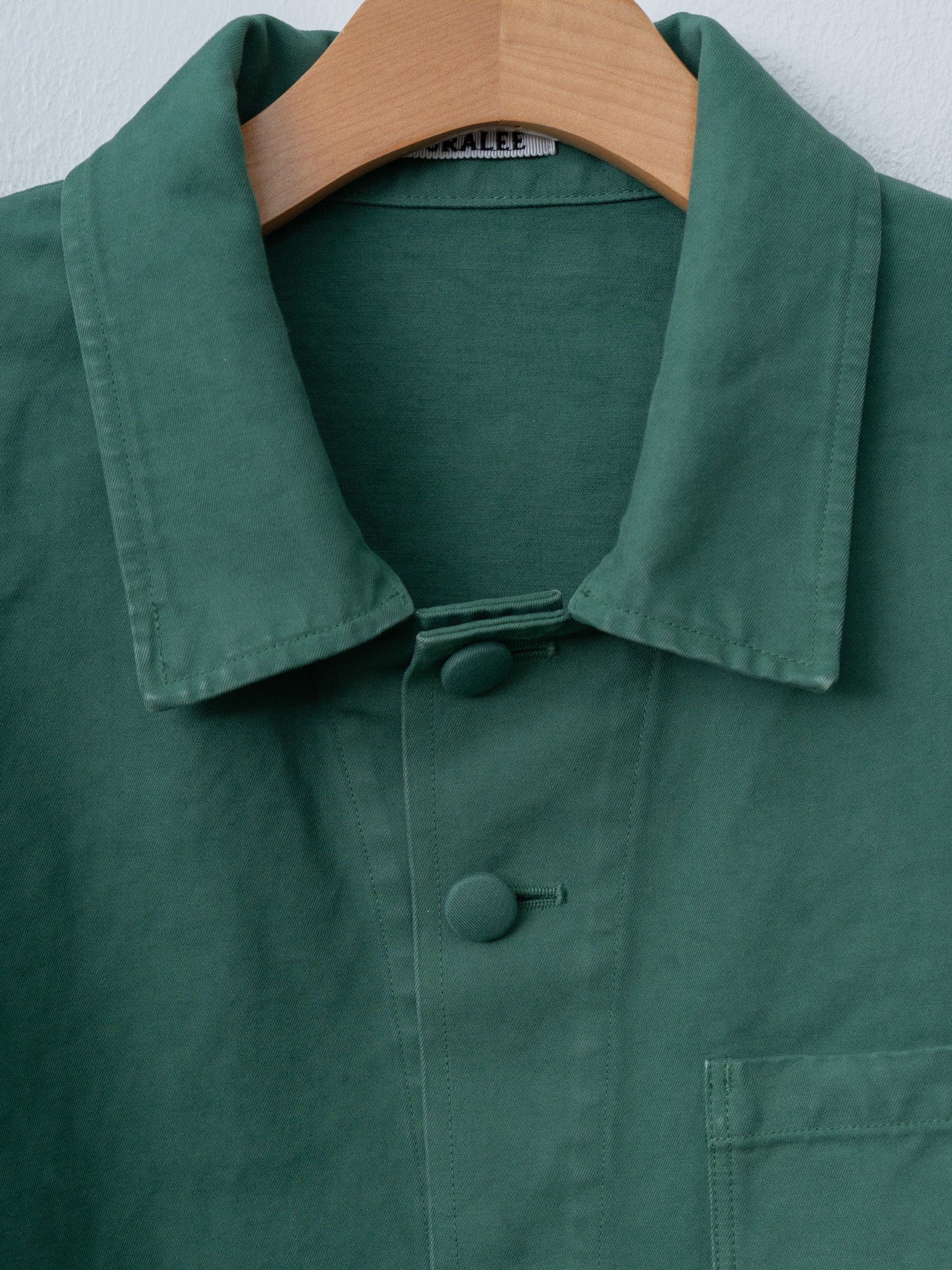Namu Shop - Auralee Garment-Dyed Organic Cotton Heavy Twill Short Work Jacket - Forest Green