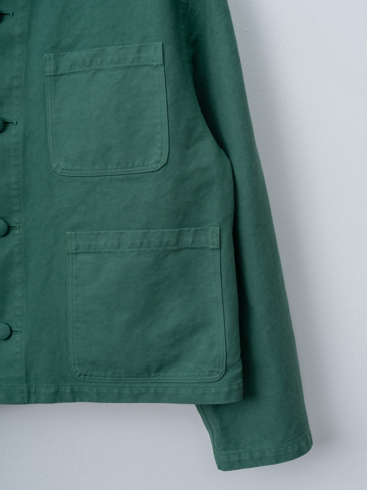 Namu Shop - Auralee Garment-Dyed Organic Cotton Heavy Twill Short Work Jacket - Forest Green