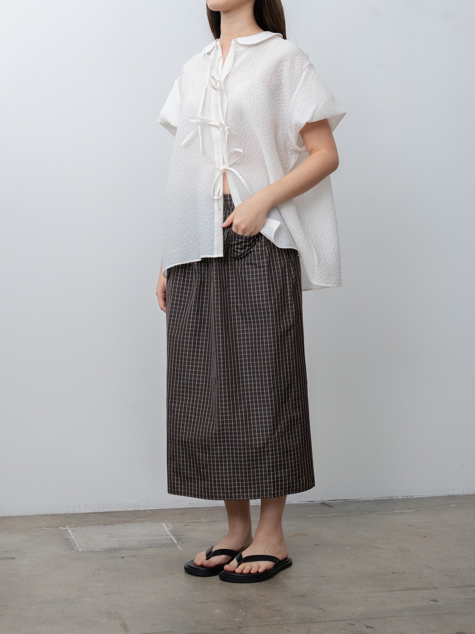 Namu Shop - Eleph Simple Skirt - Brown Check