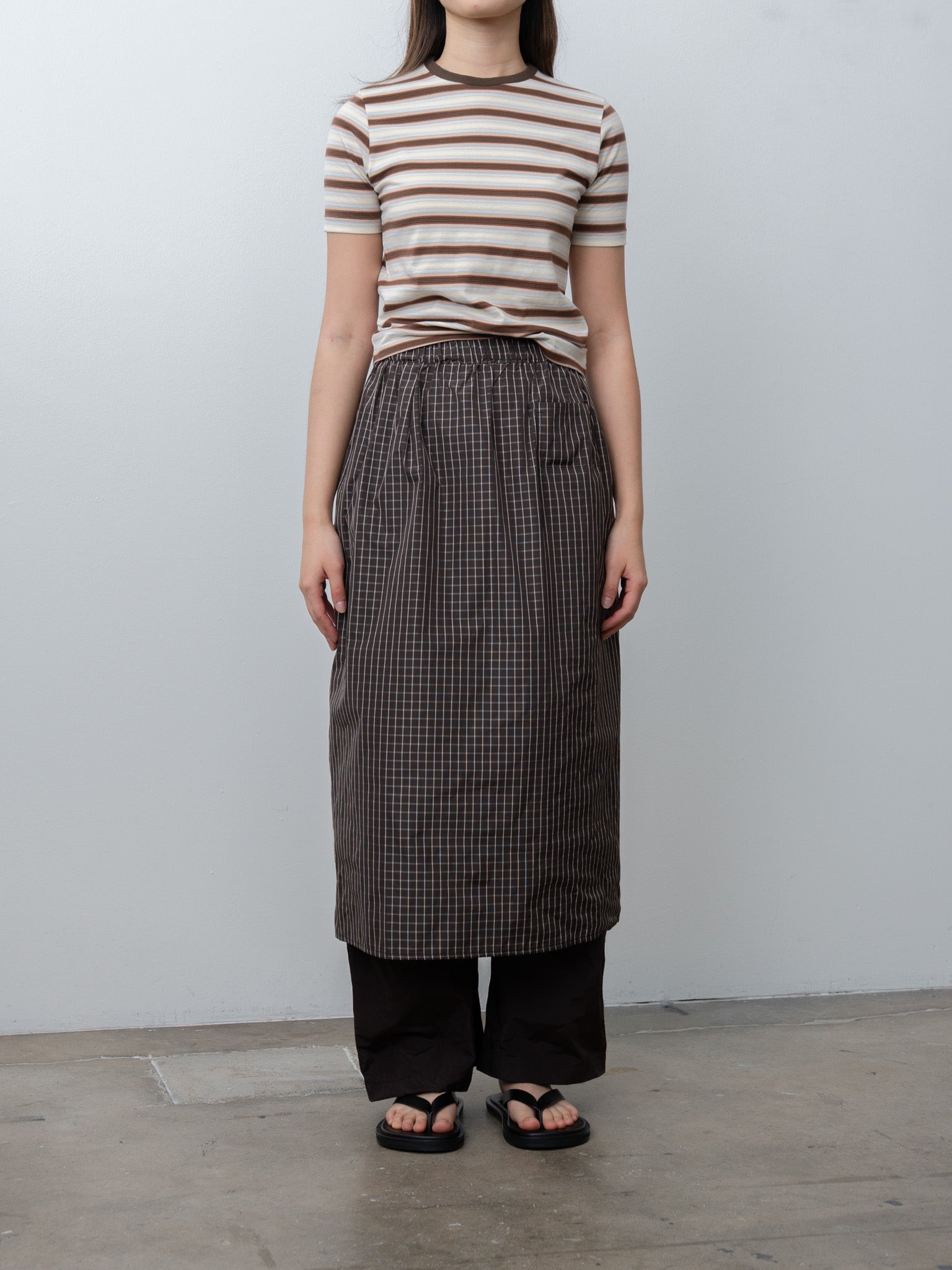 Namu Shop - Auralee Gradient Stripe Jersey Tee - Fade Brown Stripe