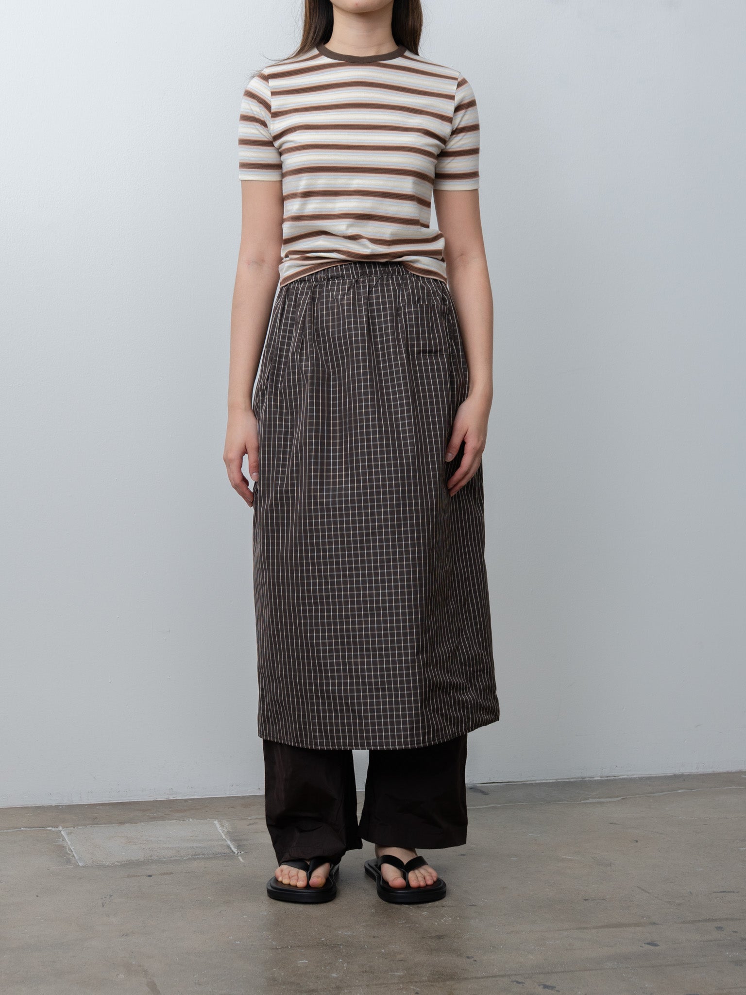 Namu Shop - Eleph Simple Skirt - Brown Check