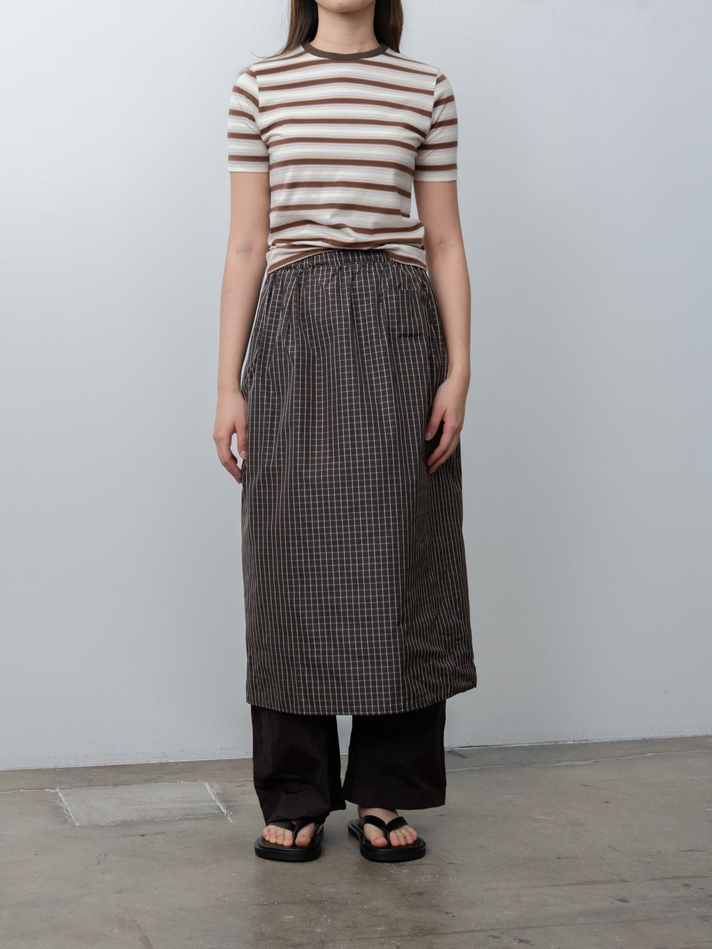 Namu Shop - Eleph Simple Skirt - Brown Check