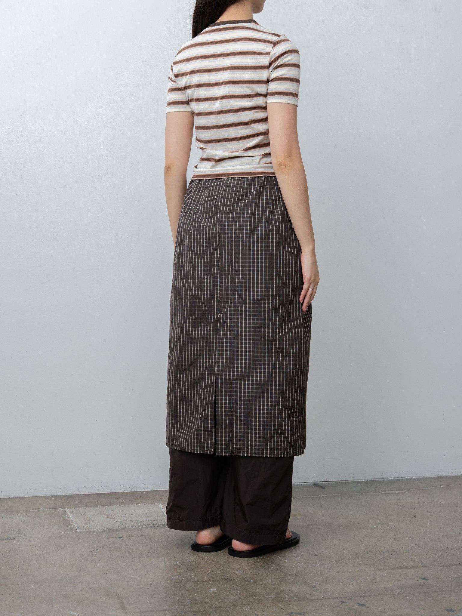 Namu Shop - Auralee Gradient Stripe Jersey Tee - Fade Brown Stripe