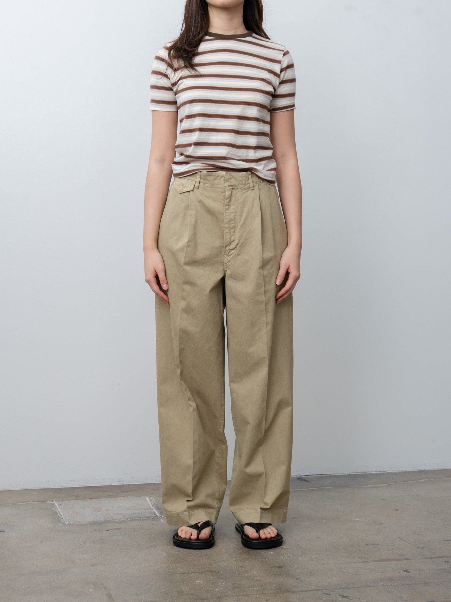 Namu Shop - Auralee Garment-Dyed Finx Light Chino One-Tuck Wide Pants - Beige