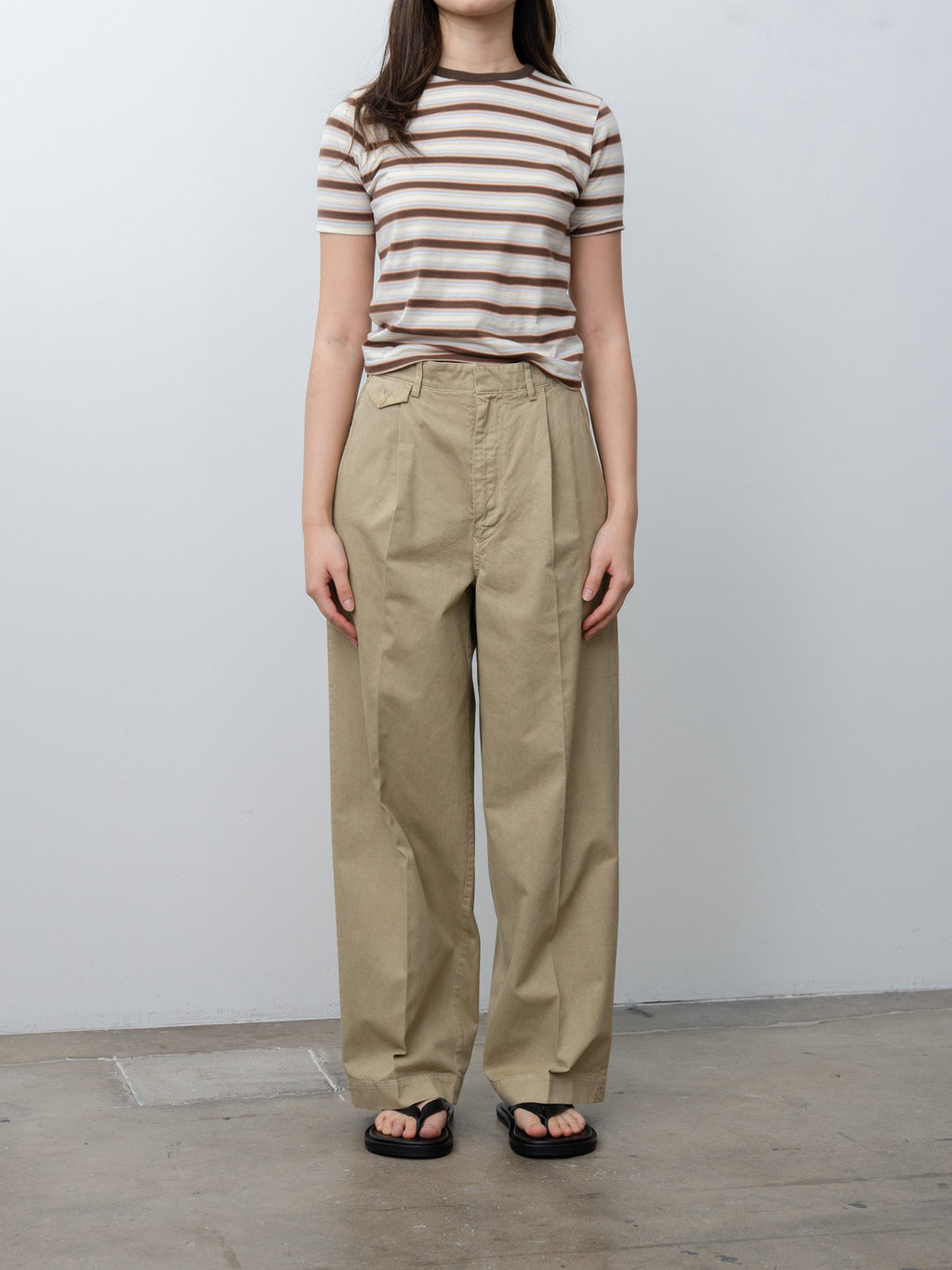 Namu Shop - Auralee Garment-Dyed Finx Light Chino One-Tuck Wide Pants - Beige
