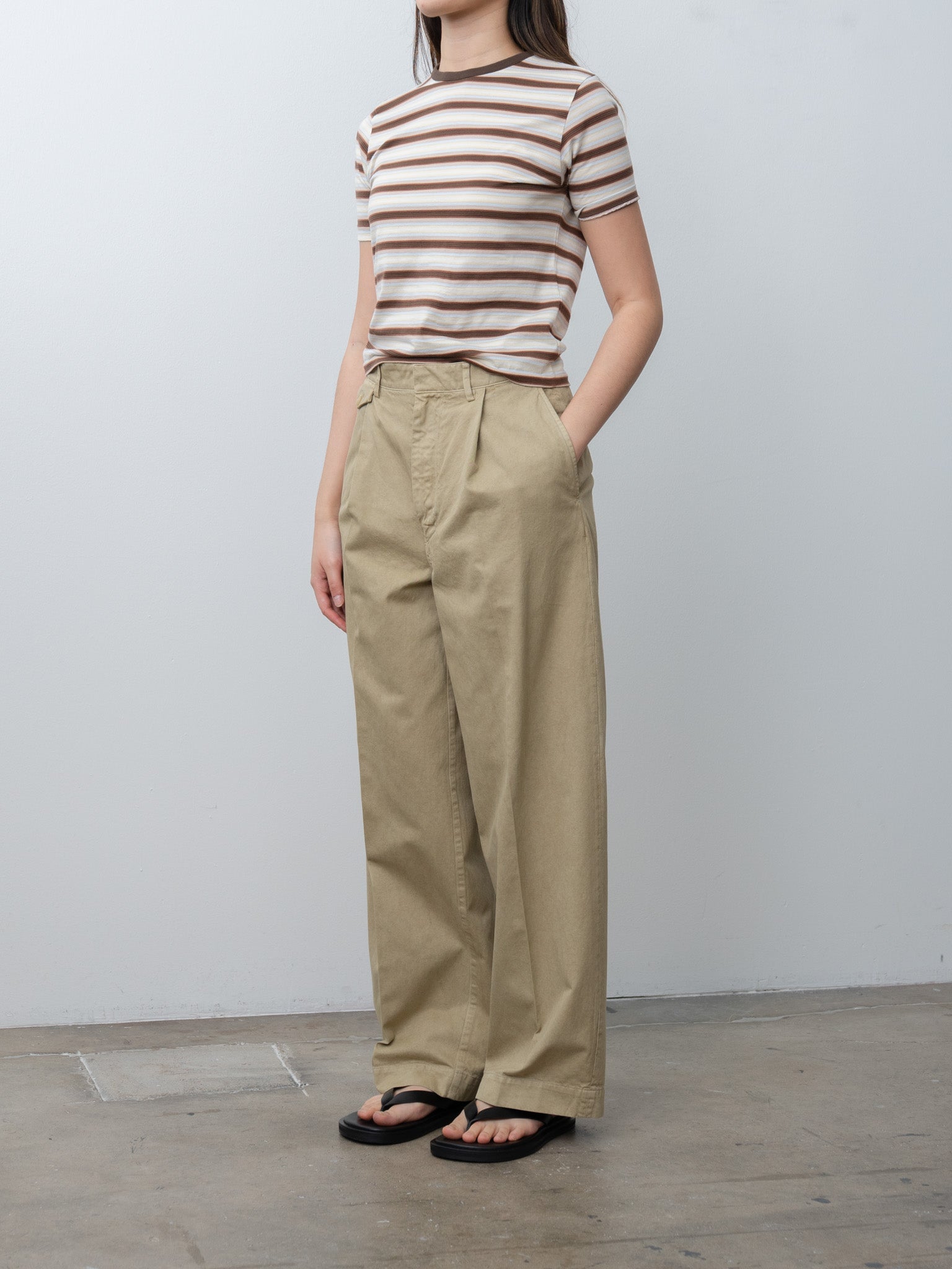 Namu Shop - Auralee Garment-Dyed Finx Light Chino One-Tuck Wide Pants - Beige