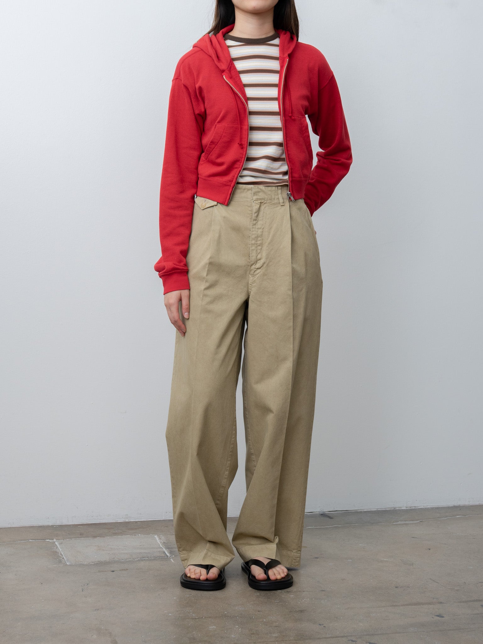 Namu Shop - Auralee High Twist Light Sweat Zip Parka - Red