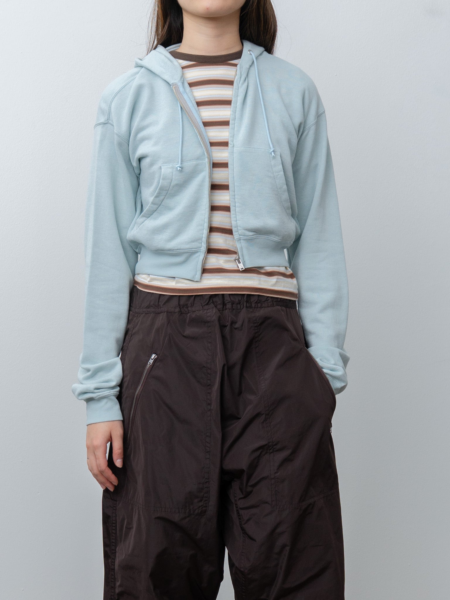 Namu Shop - Auralee High Twist Light Sweat Zip Parka - Pale Blue