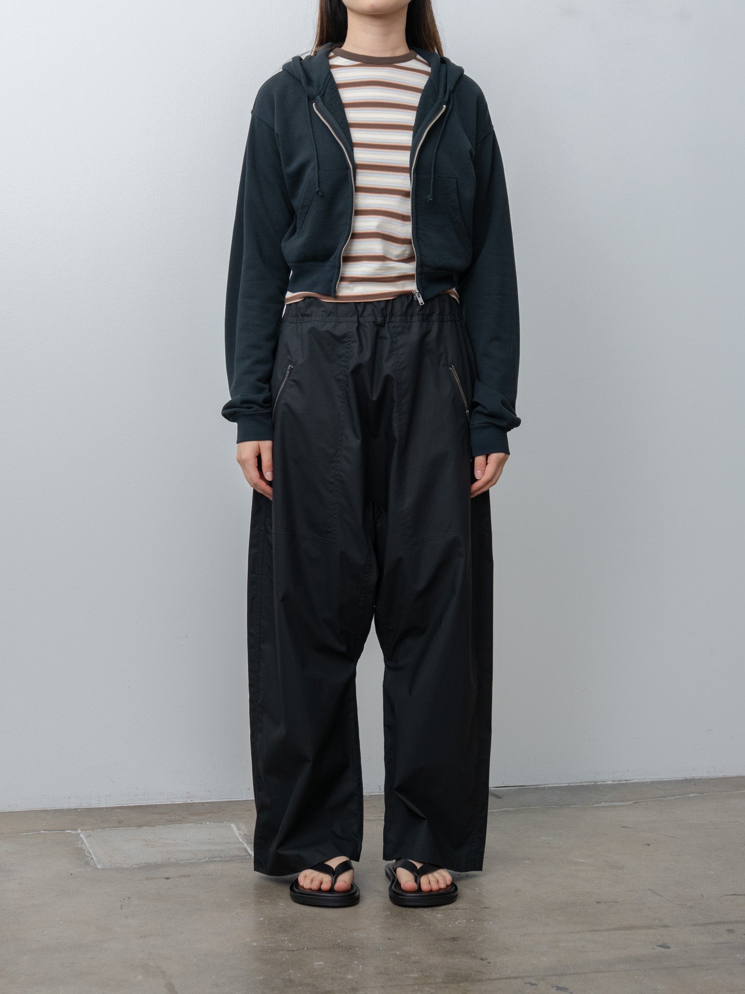 Namu Shop - Auralee High Twist Light Sweat Zip Parka - Ink Black