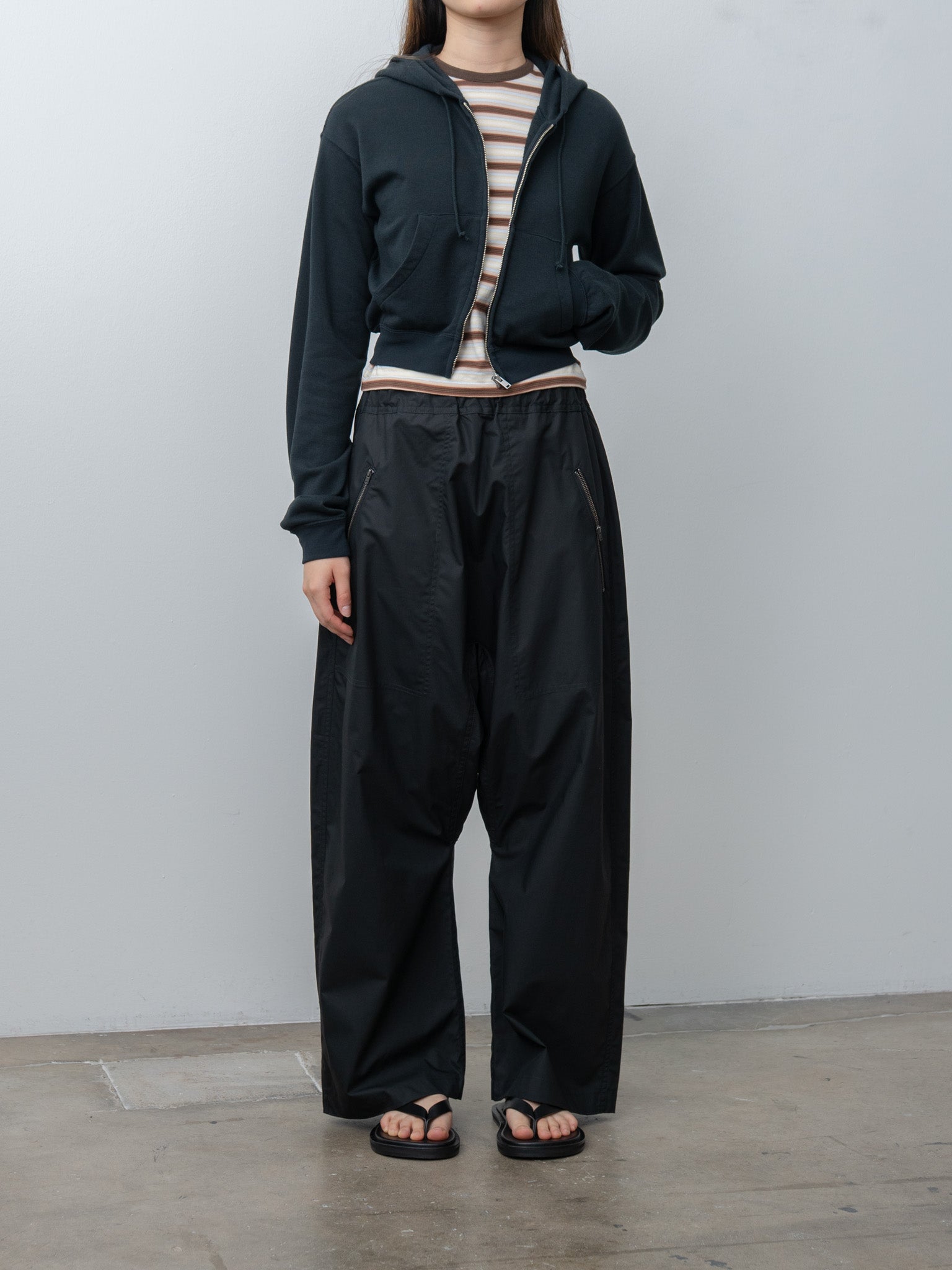 Namu Shop - Auralee High Twist Light Sweat Zip Parka - Ink Black