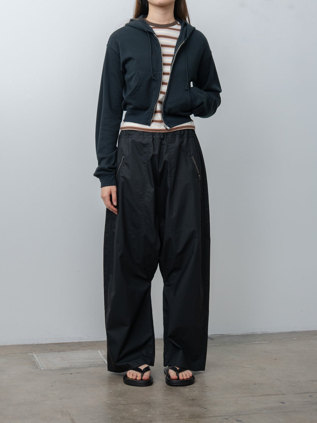Namu Shop - Auralee High Twist Light Sweat Zip Parka - Ink Black