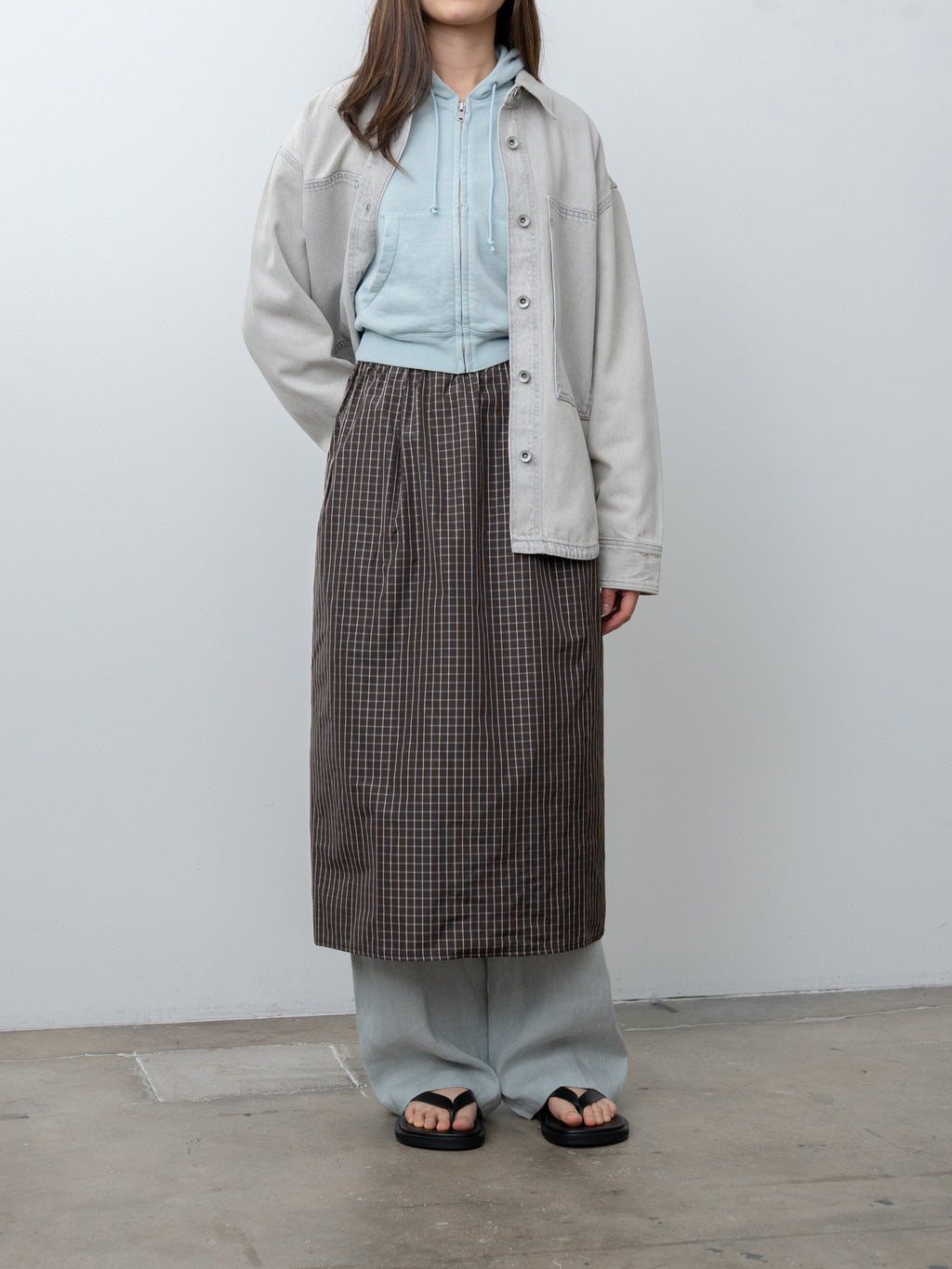 Namu Shop - Auralee High Twist Light Sweat Zip Parka - Pale Blue