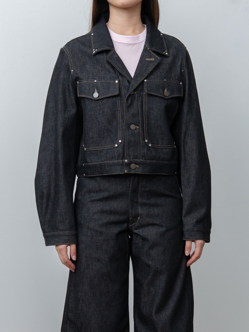 Namu Shop - Lemaire Cropped Blouson With Studs - Slate