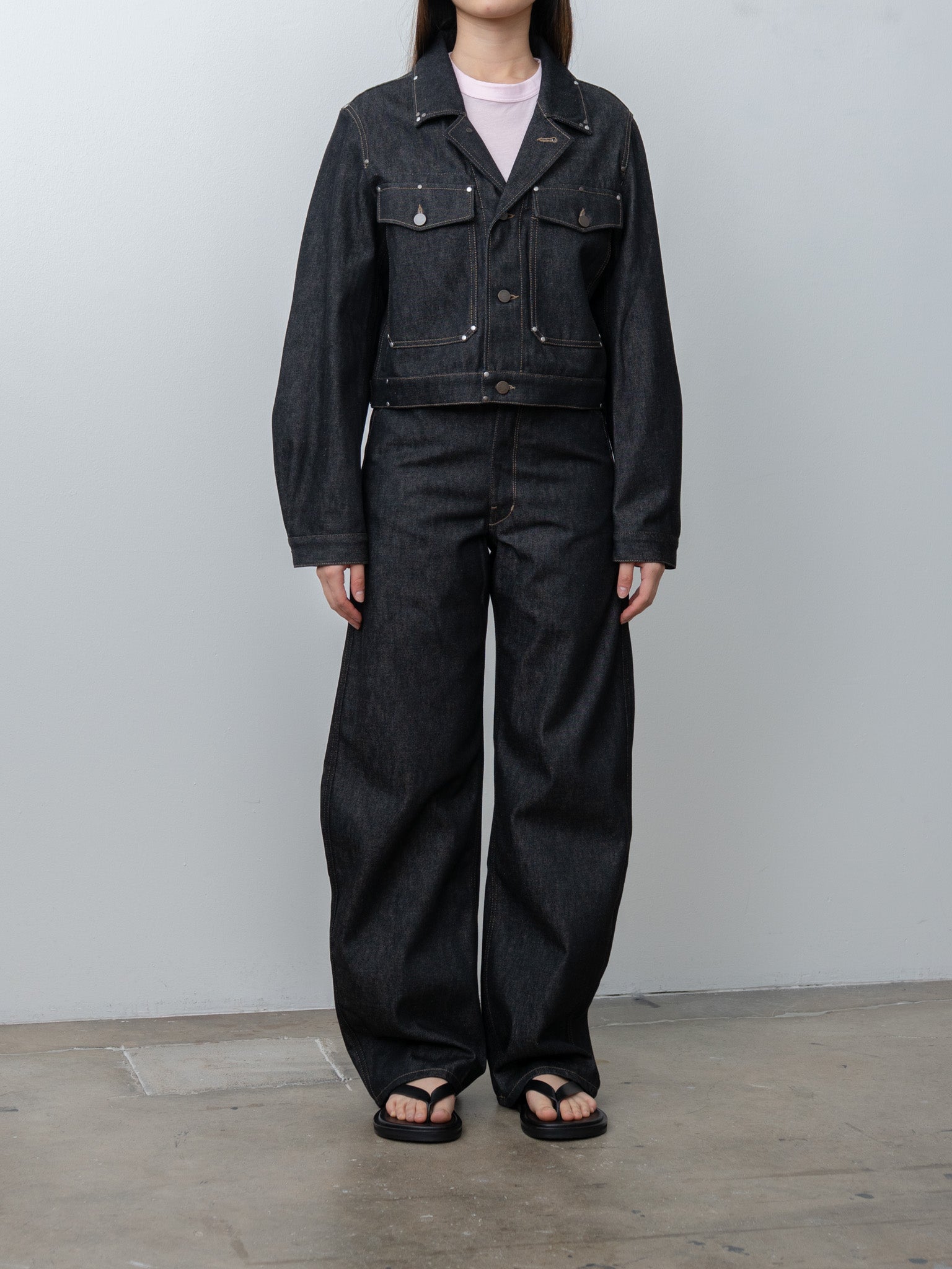 Namu Shop - Lemaire Cropped Blouson With Studs - Slate
