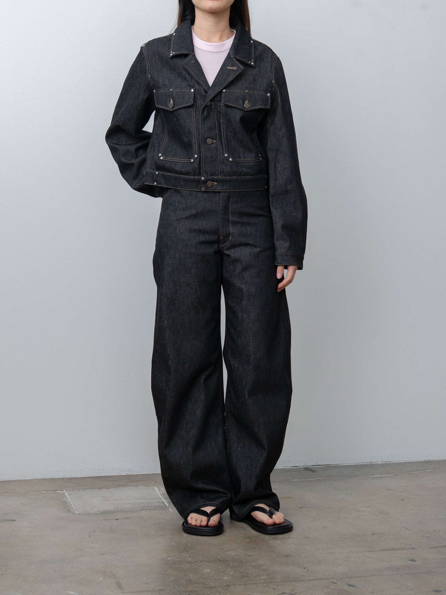 Namu Shop - Lemaire Cropped Blouson With Studs - Slate