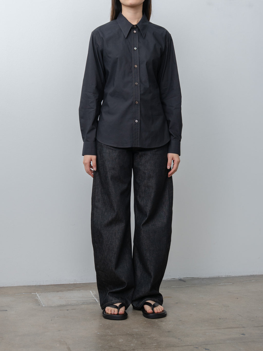 Namu Shop - Lemaire Pointed Collar Shirt - Squid Ink