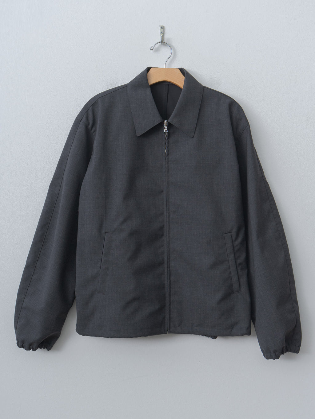 Namu Shop - Auralee Bonded Tropical Wool Zip Blouson - Top Charcoal
