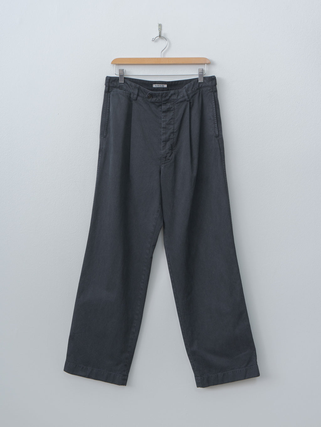 Namu Shop - Auralee Garment-Dyed Finx Light Chino One-Tuck Wide Pants - Black