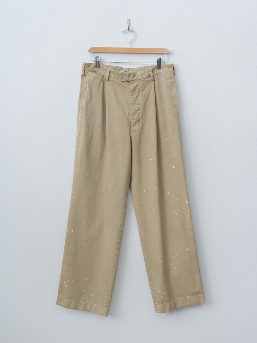 Namu Shop - Auralee Garment-Dyed Finx Light Chino One-Tuck Wide Pants - Beige