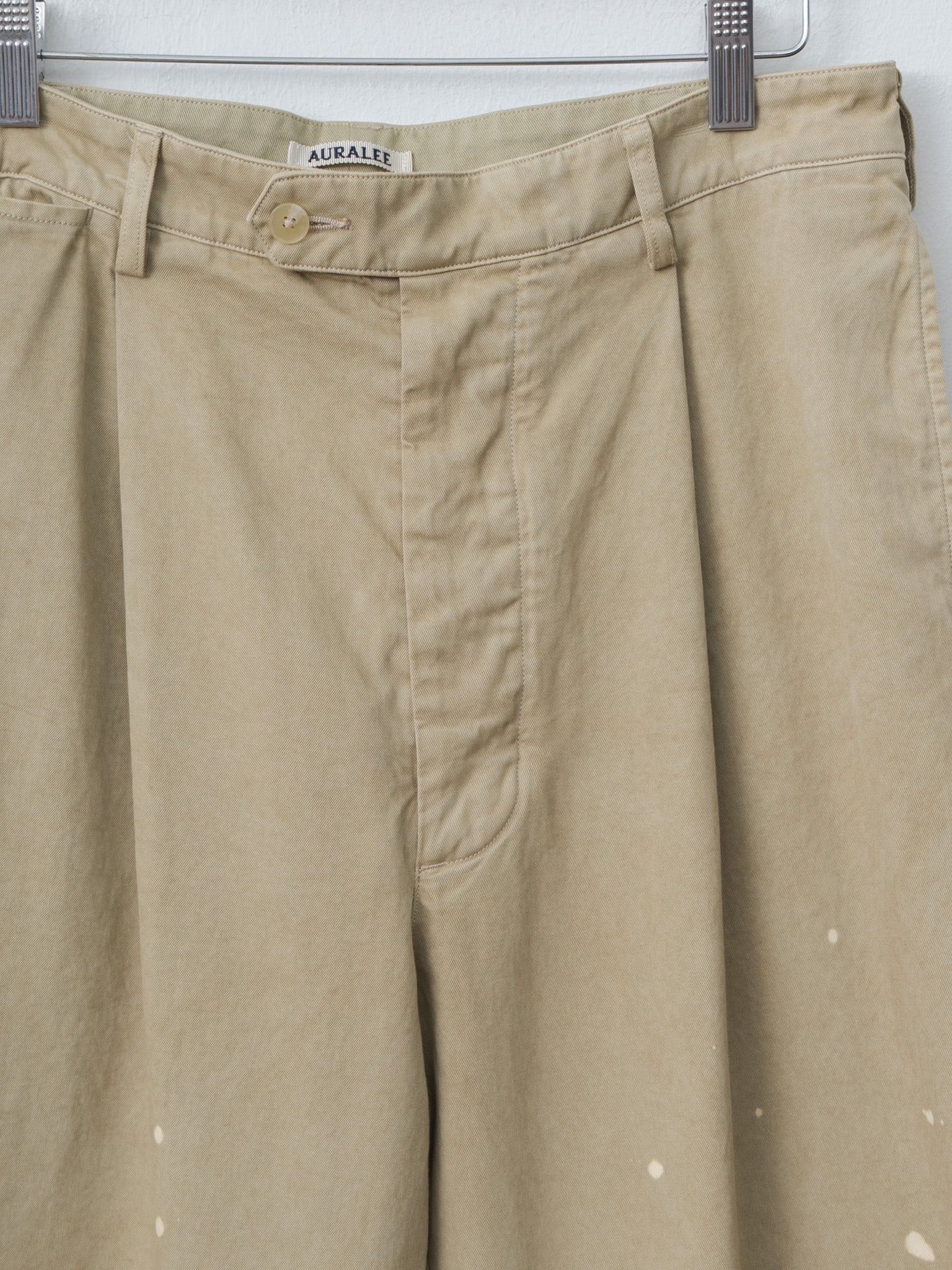 Namu Shop - Auralee Garment-Dyed Finx Light Chino One-Tuck Wide Pants - Beige