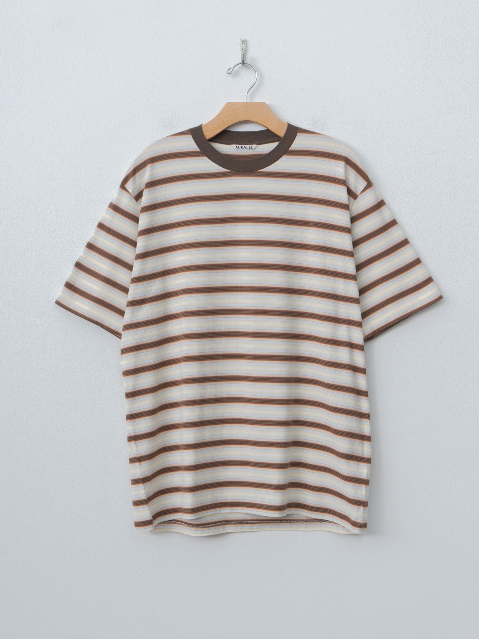 Namu Shop - Auralee Gradient Stripe Jersey Tee - Fade Brown Stripe