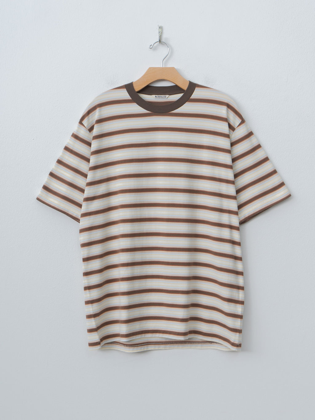 Namu Shop - Auralee Gradient Stripe Jersey Tee - Fade Brown Stripe