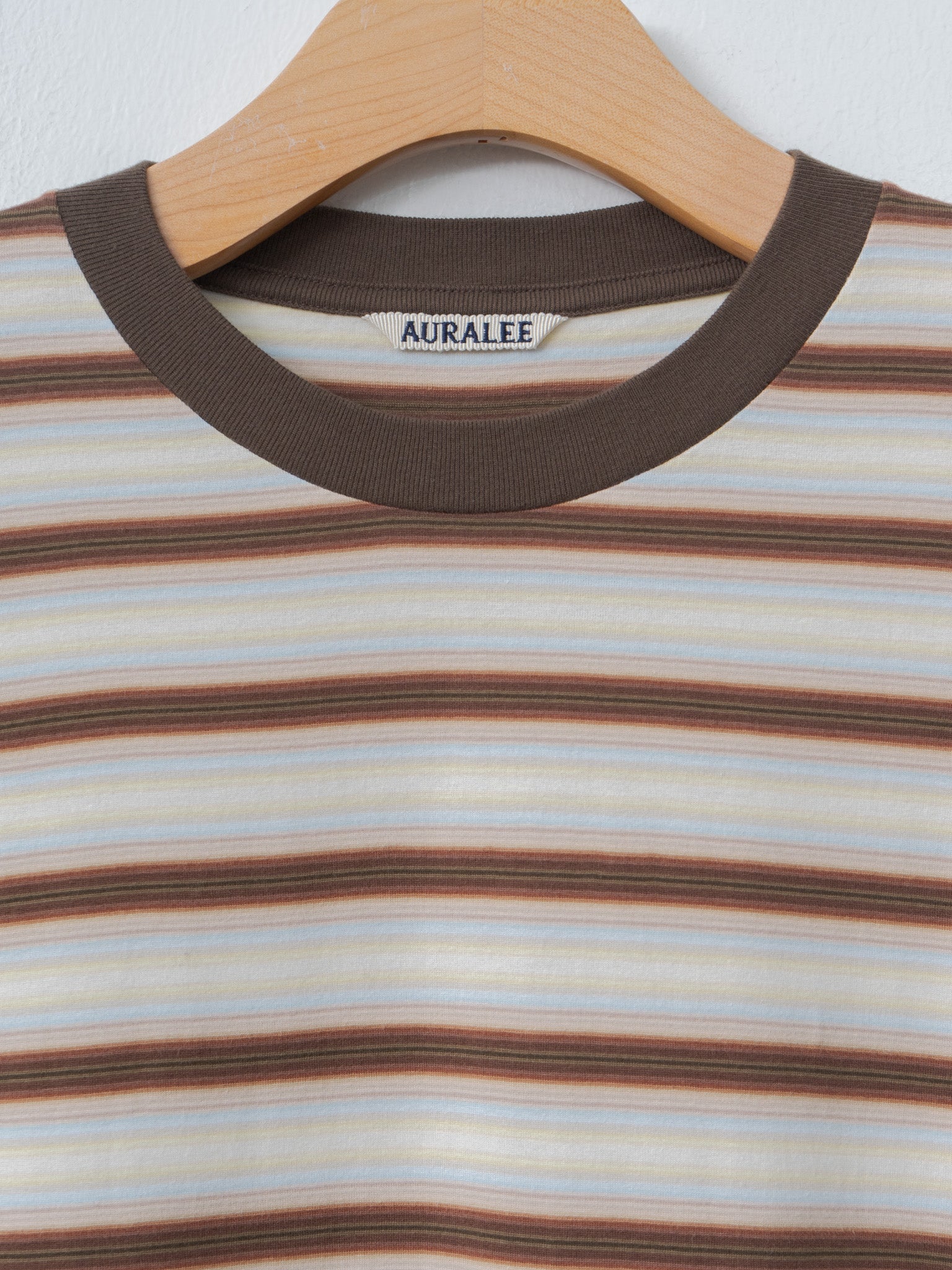 Namu Shop - Auralee Gradient Stripe Jersey Tee - Fade Brown Stripe