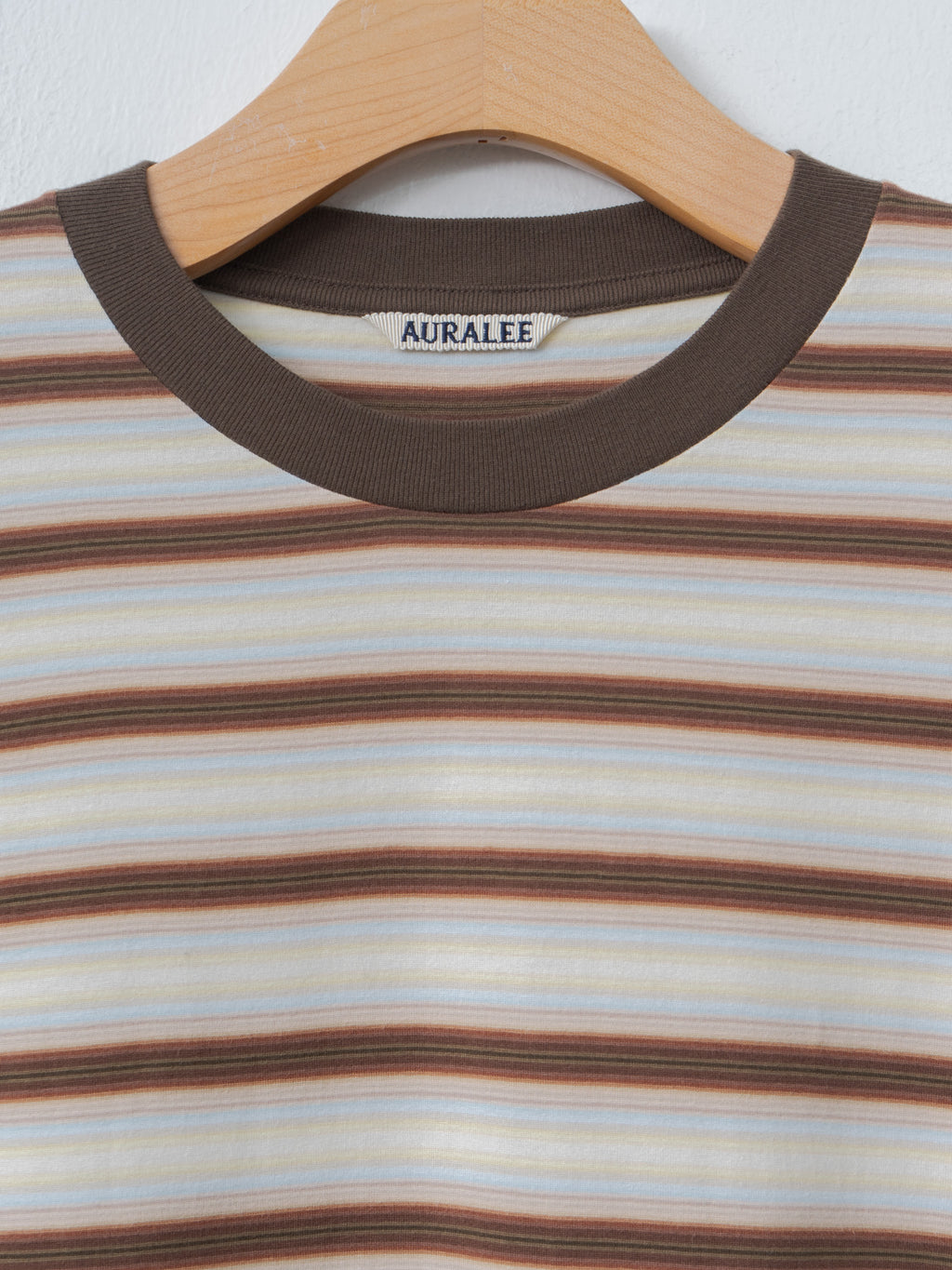 Namu Shop - Auralee Gradient Stripe Jersey Tee - Fade Brown Stripe
