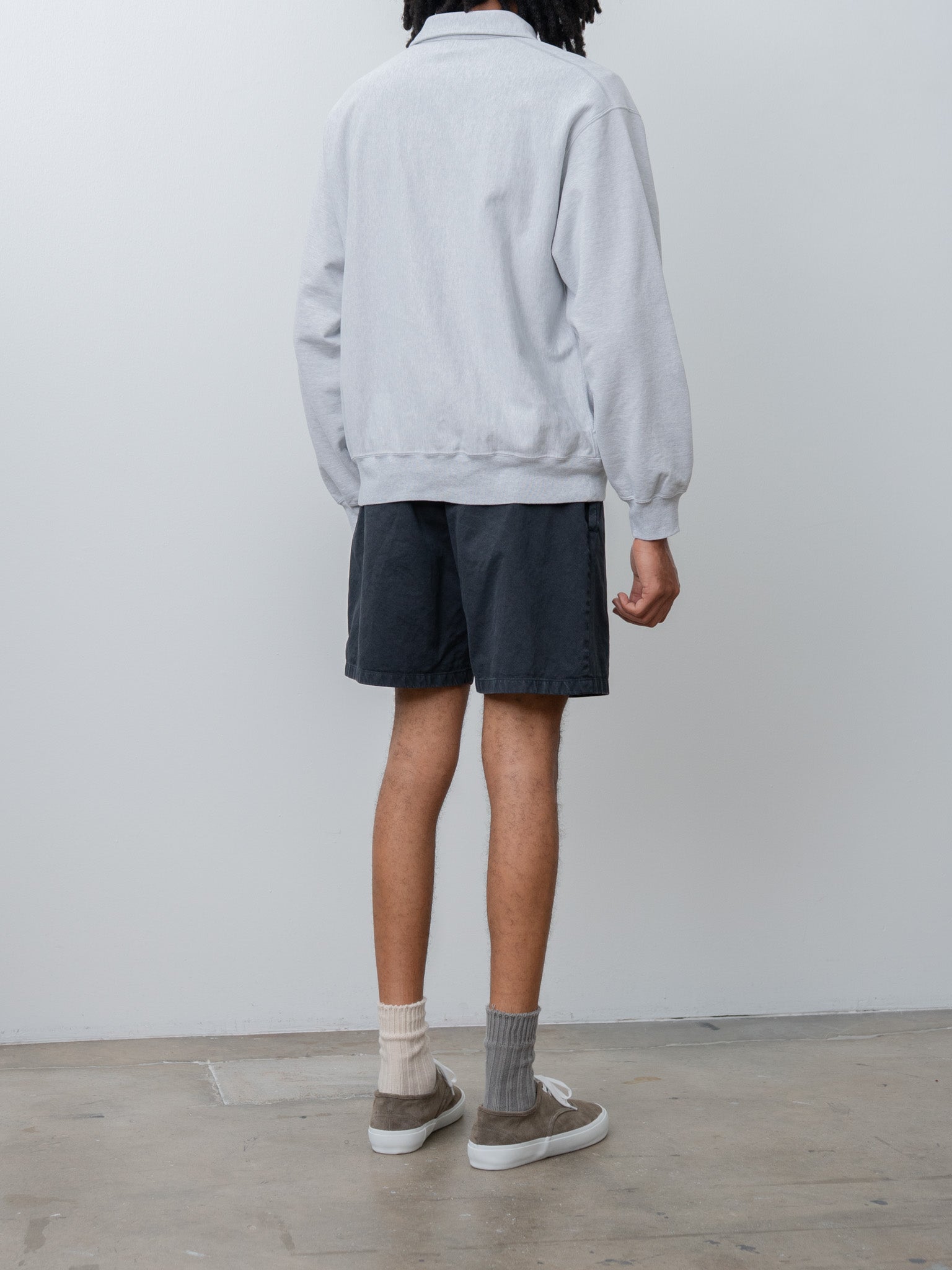 Namu Shop - Blurhms Thin Sweat Half-Zip P/O - Heather White