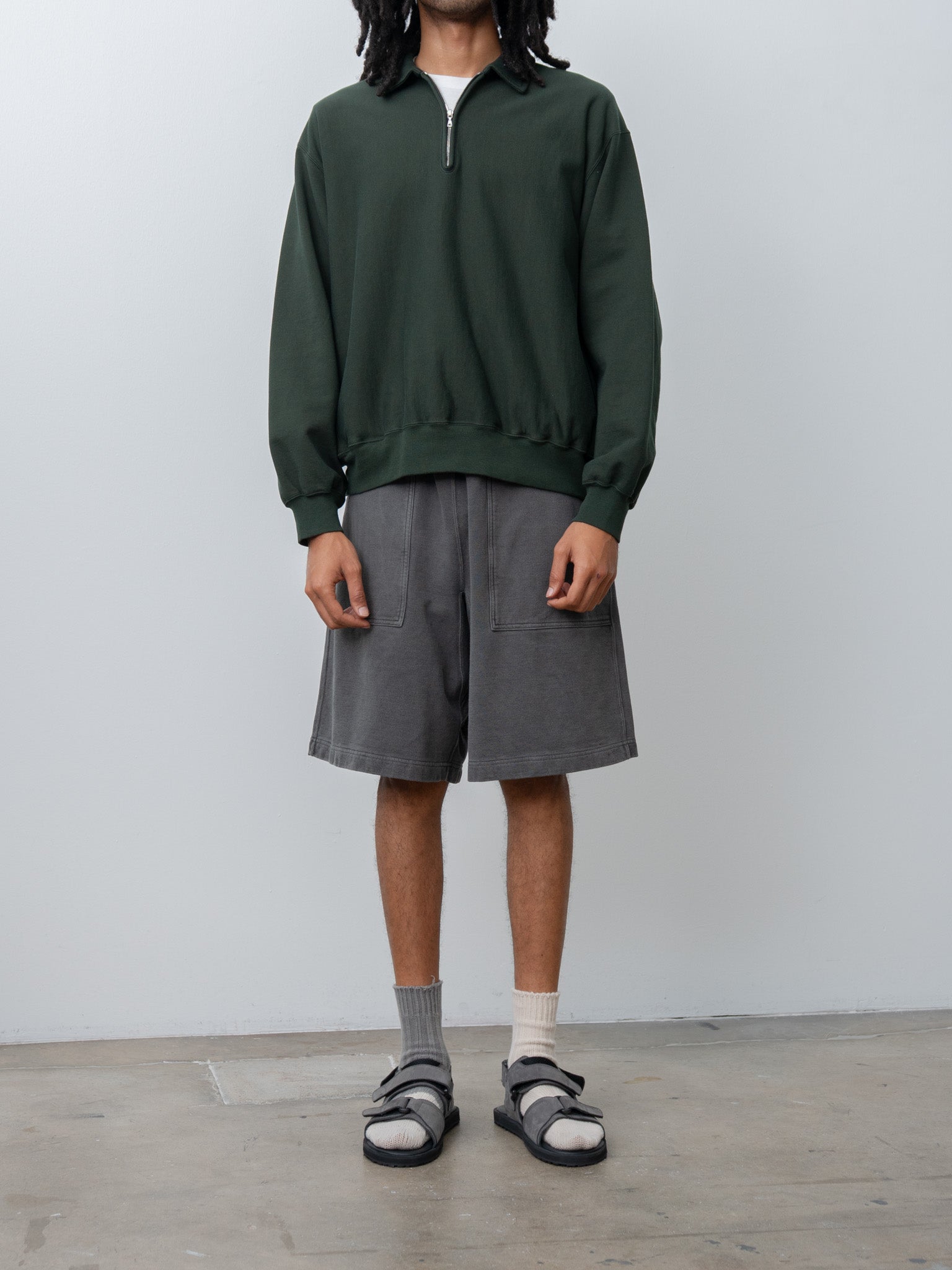Namu Shop - Blurhms Light Sweat Fatigue Shorts - Black Pigment Over Dye