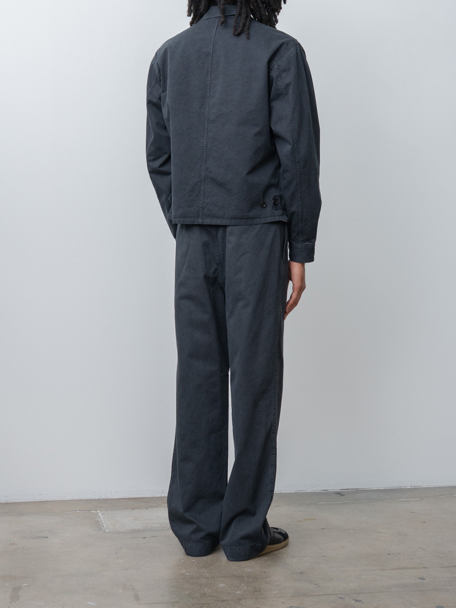 Namu Shop - Auralee Garment-Dyed Finx Light Chino One-Tuck Wide Pants - Black