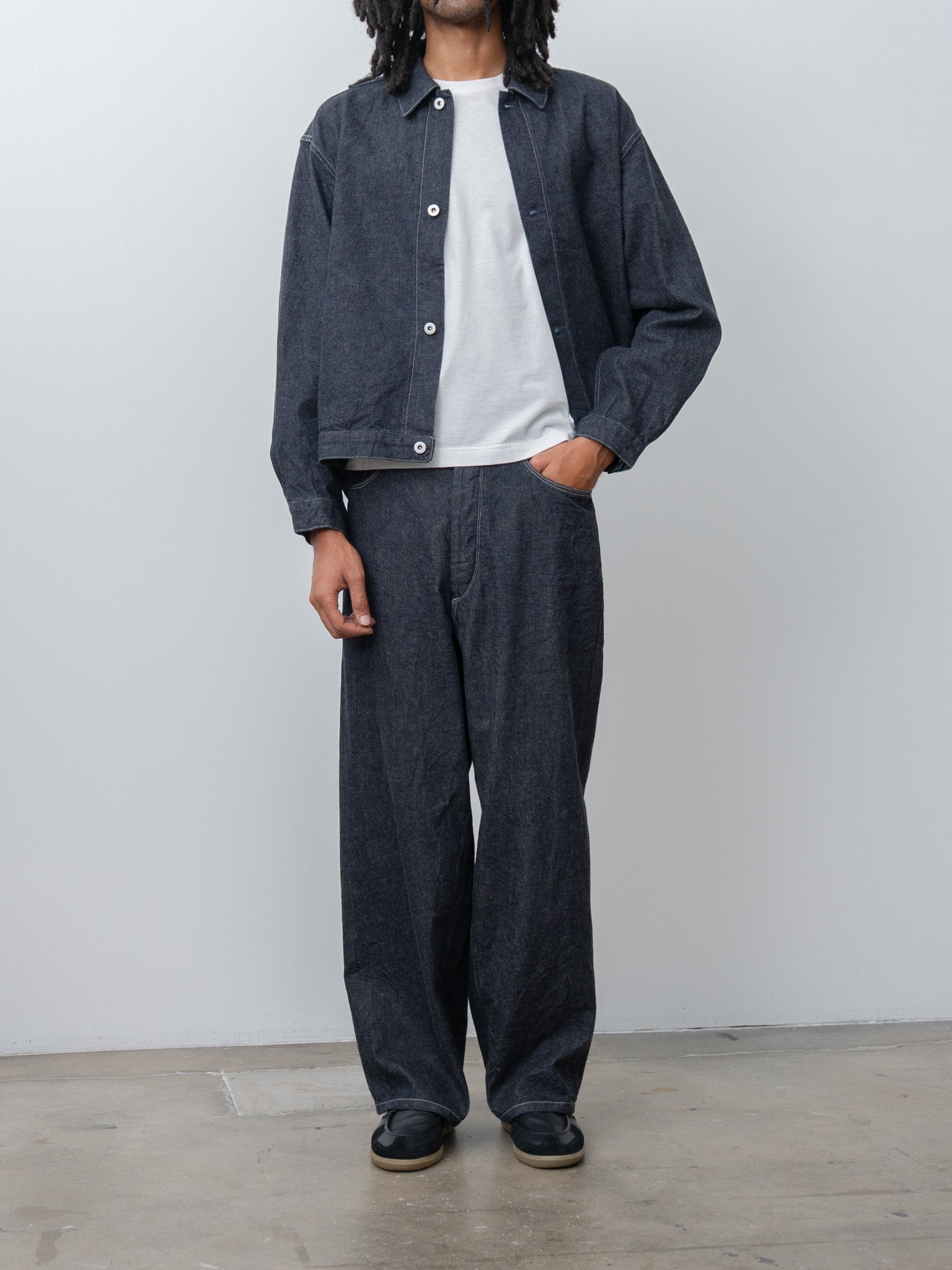 Namu Shop - Blurhms 12.9oz Denim Bias Belted Pants - Indigo