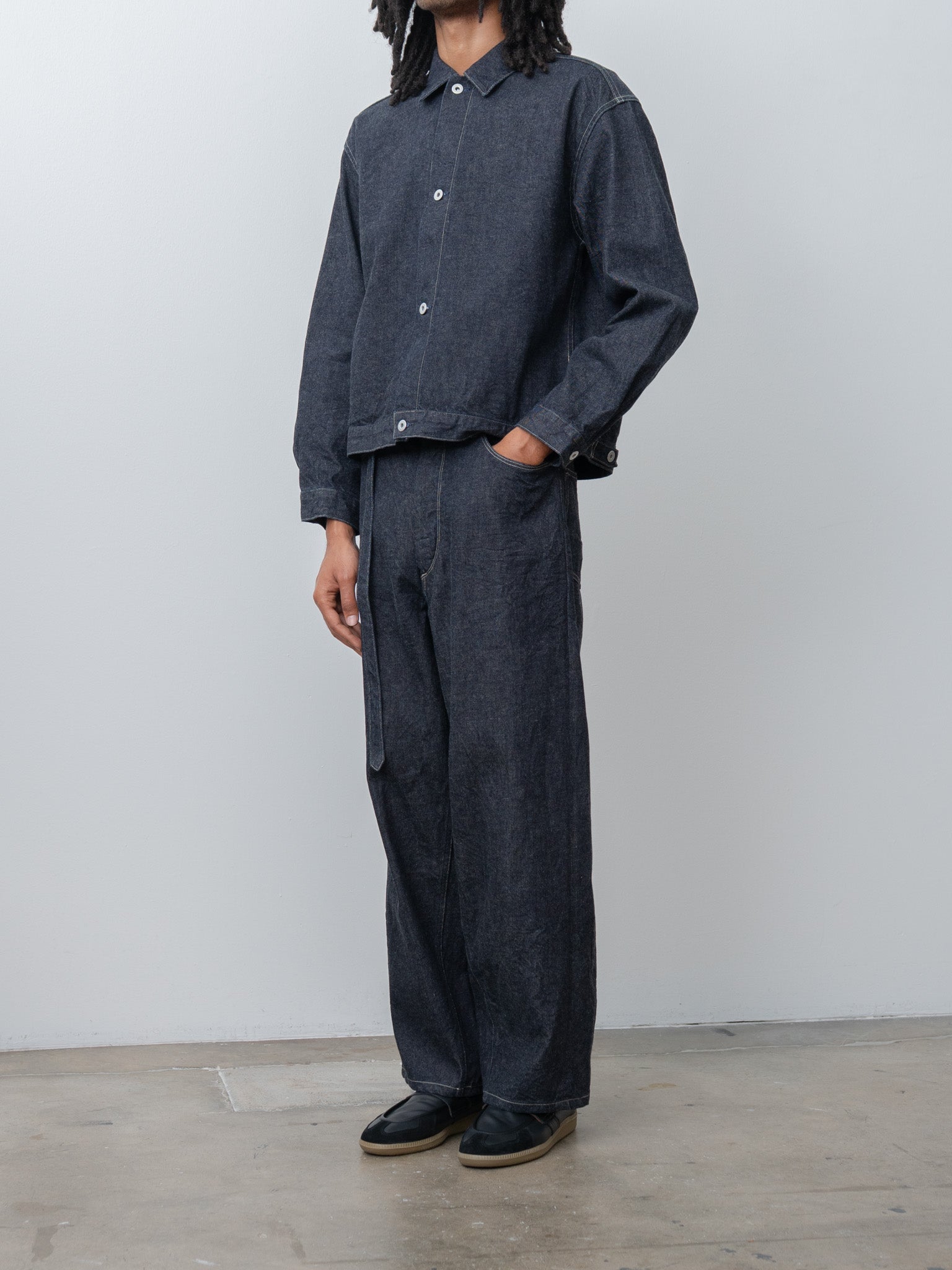 Namu Shop - Blurhms 12.9oz Denim Bias Belted Pants - Indigo