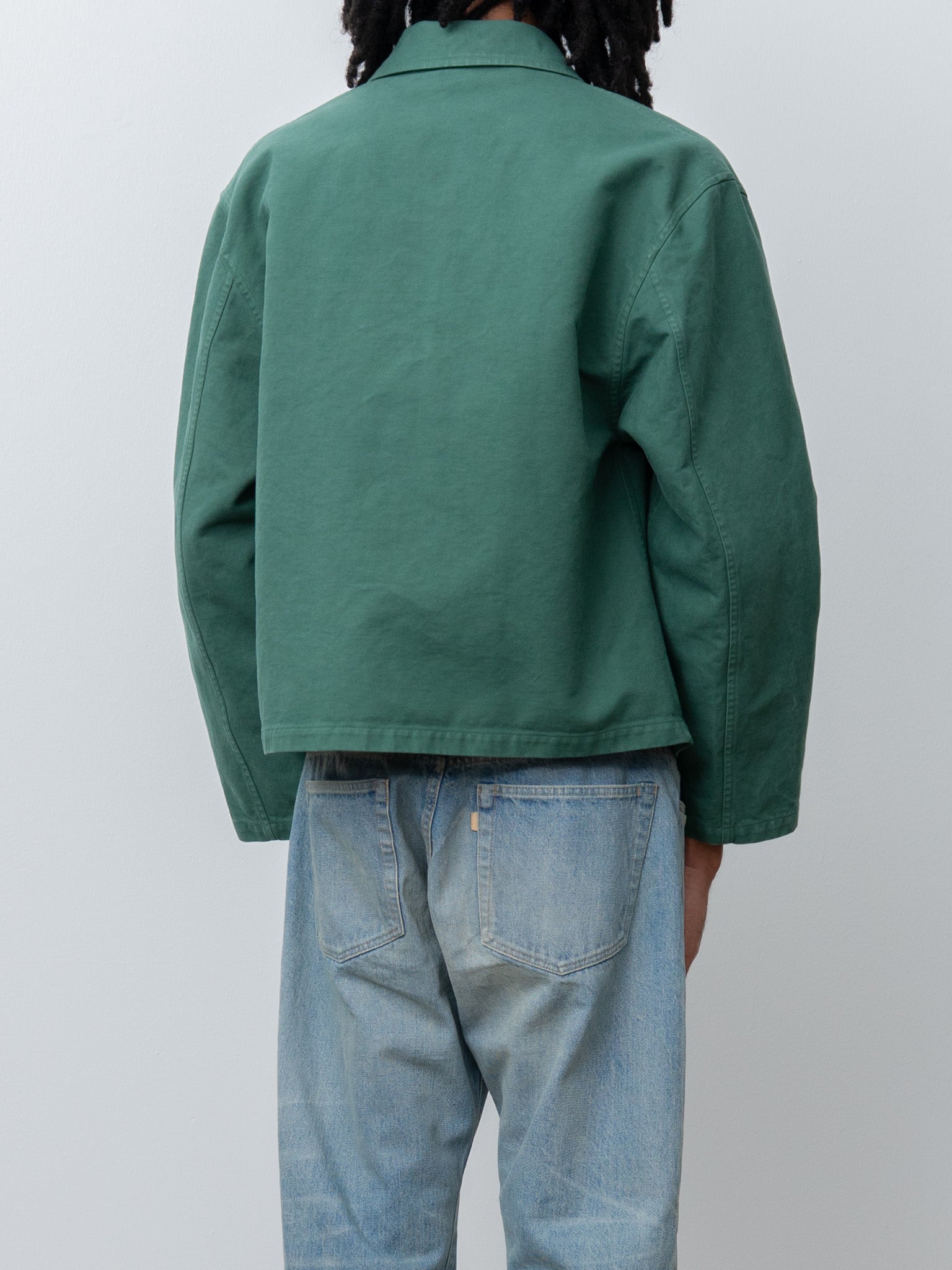 Namu Shop - Auralee Garment-Dyed Organic Cotton Heavy Twill Short Work Jacket - Forest Green