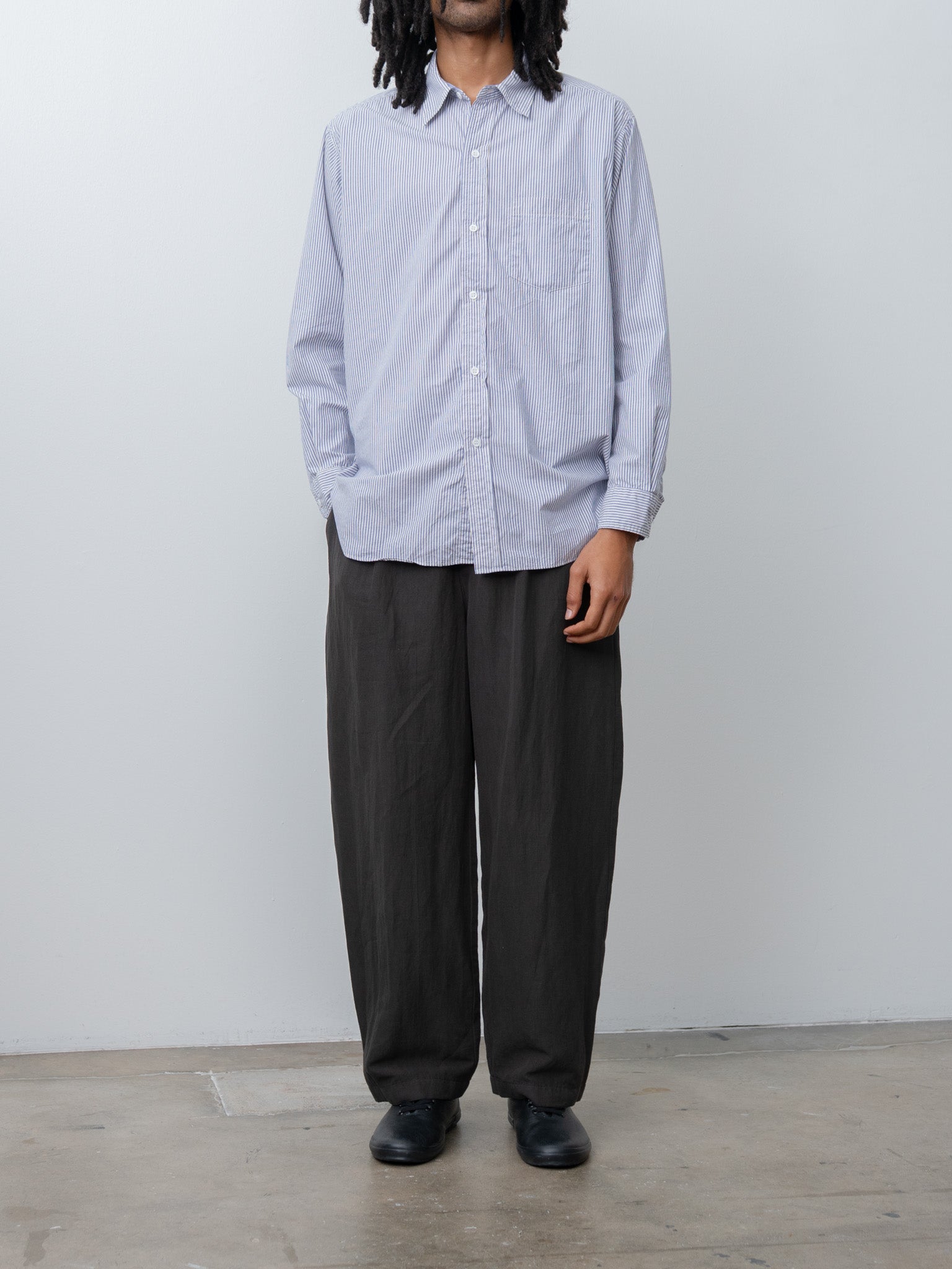 Namu Shop - Aton Cotton Linen Voile Loose Fit Pants - Charcoal Gray