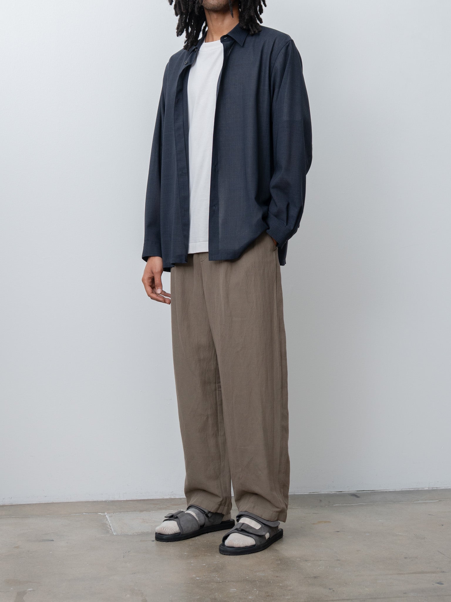 Namu Shop - Aton Cotton Linen Voile Loose Fit Pants - Beige