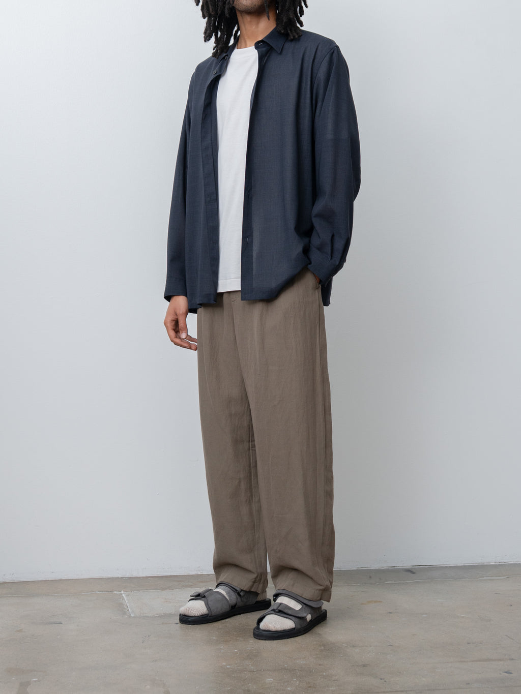 Namu Shop - Aton Cotton Linen Voile Loose Fit Pants - Beige