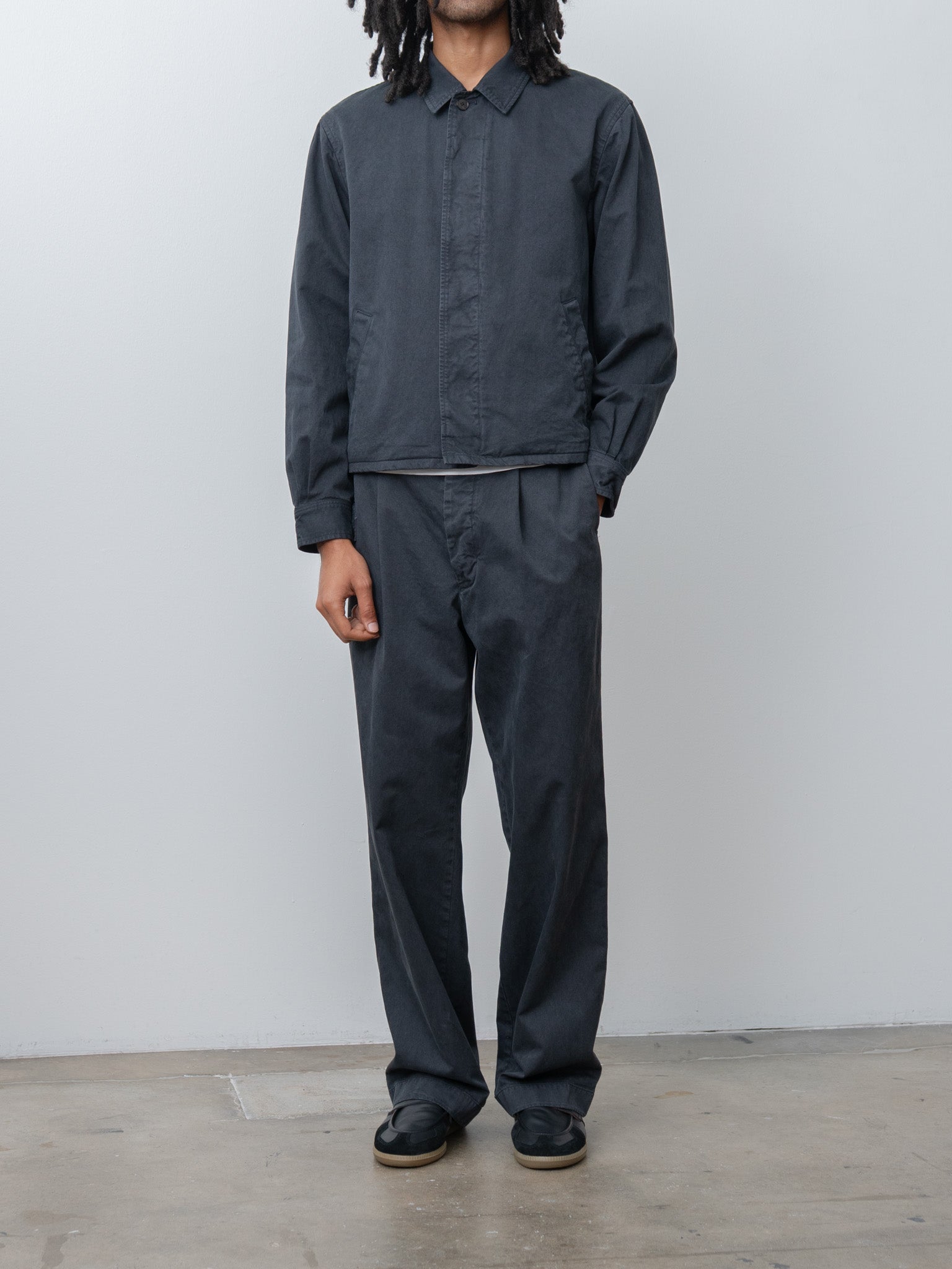 Namu Shop - Auralee Garment-Dyed Finx Light Chino One-Tuck Wide Pants - Black