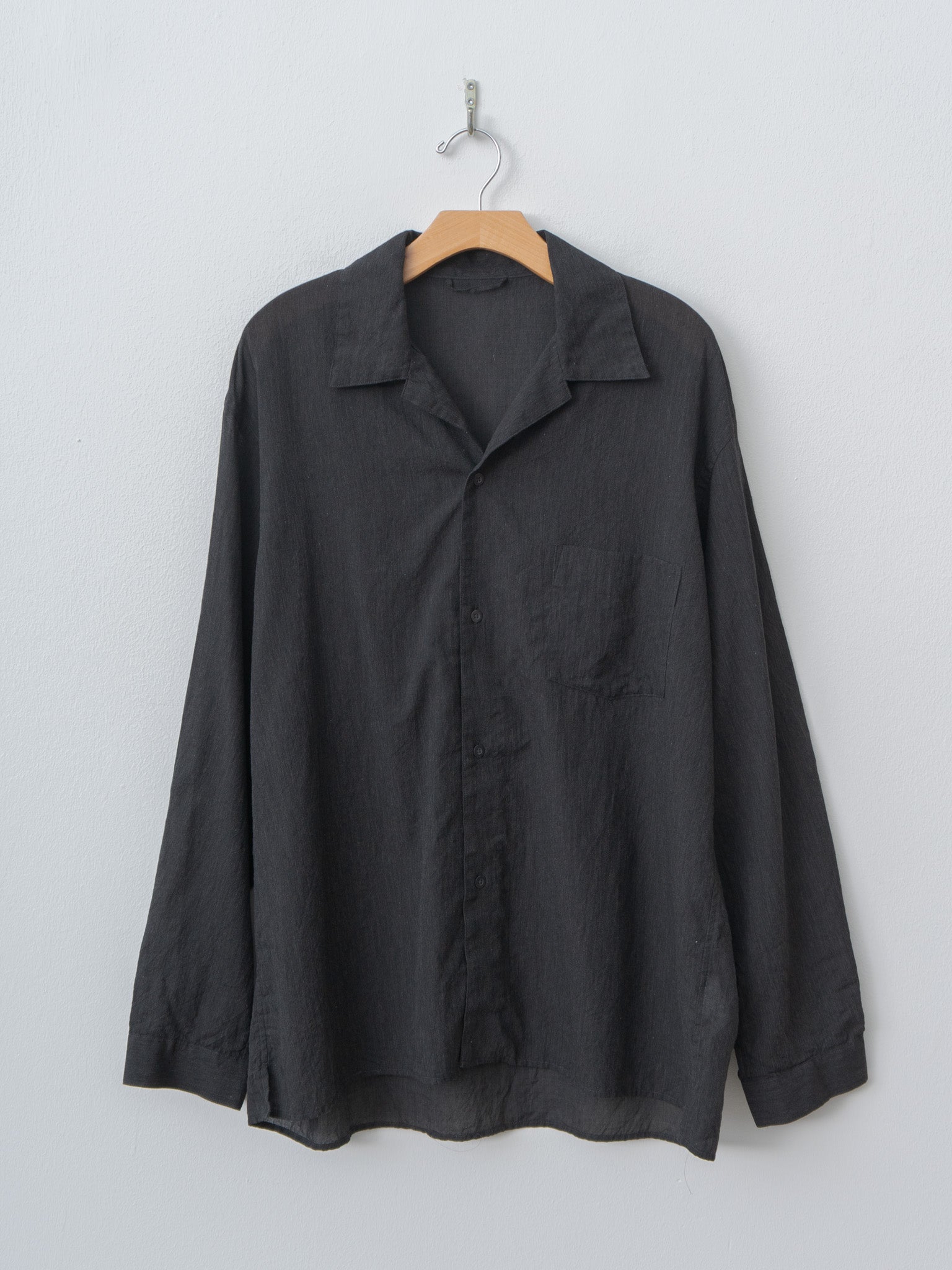 Namu Shop - Blurhms Silk-Co Voile L/S Open Collar Shirt - Heather Charcoal