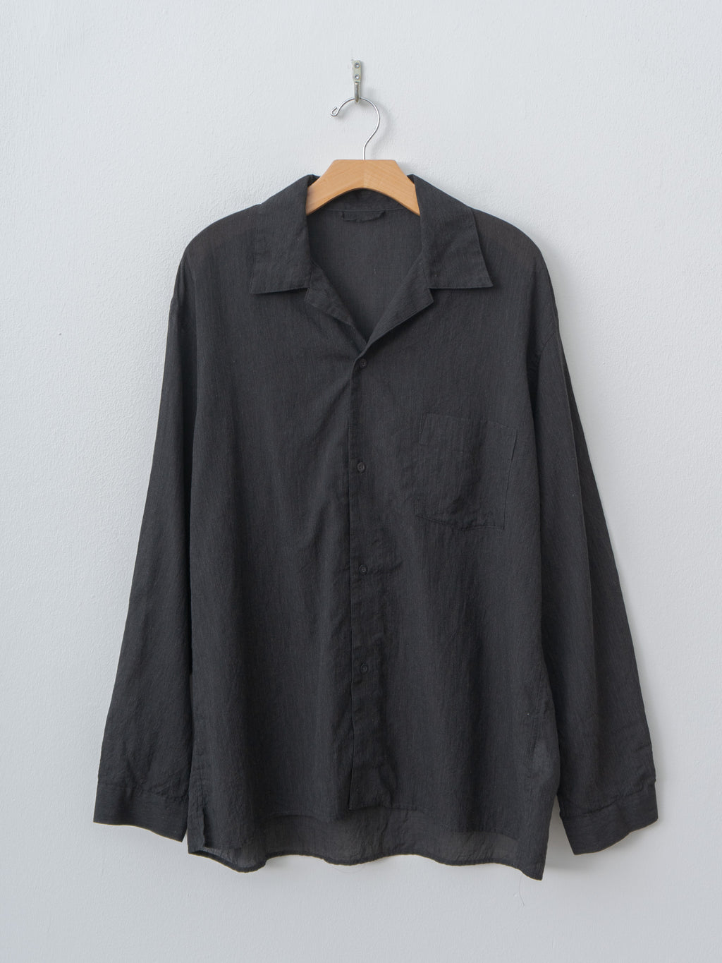 Namu Shop - Blurhms Silk-Co Voile L/S Open Collar Shirt - Heather Charcoal