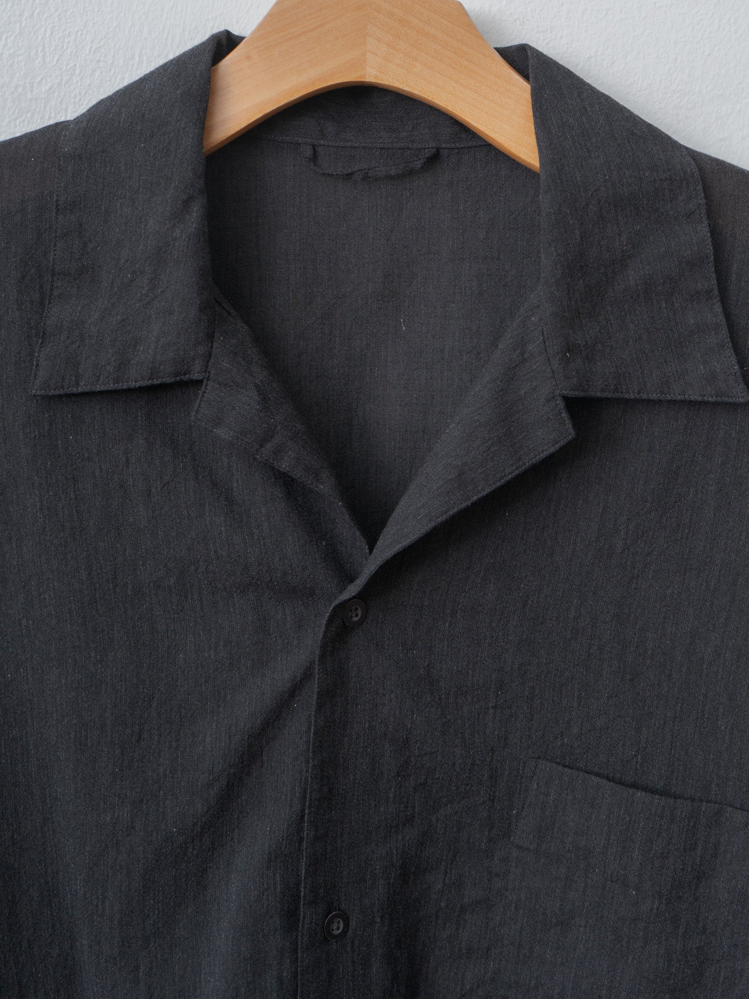 Namu Shop - Blurhms Silk-Co Voile L/S Open Collar Shirt - Heather Charcoal
