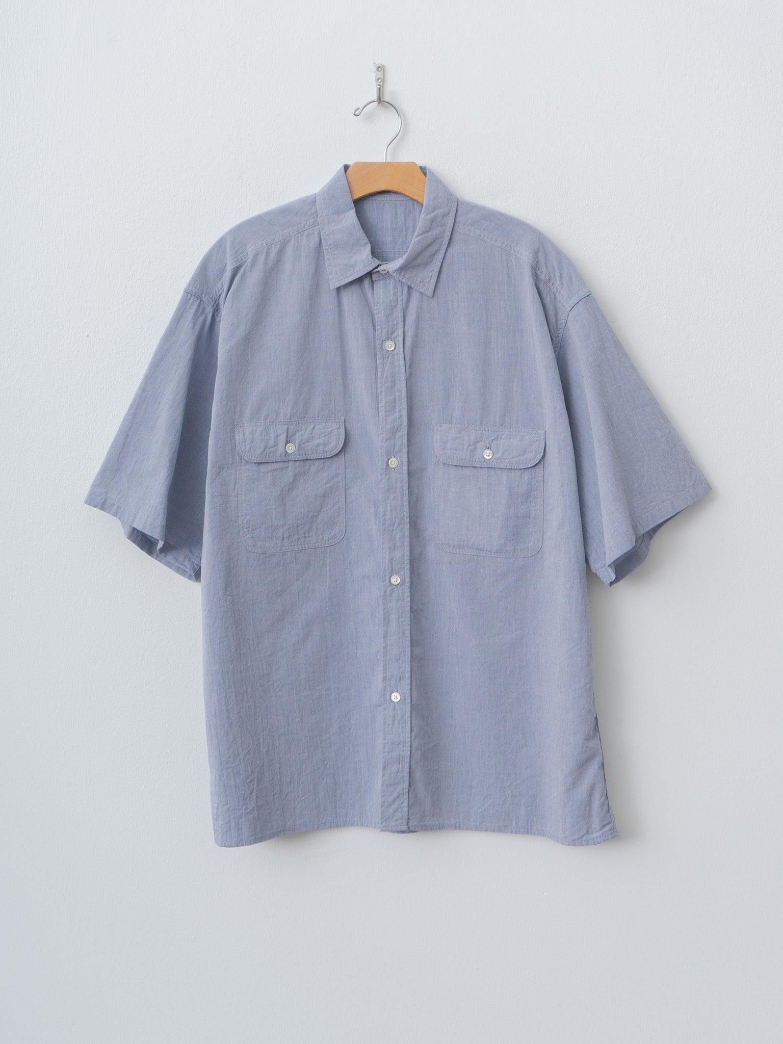 Namu Shop - Blurhms Hard Twist Chambray S/S Work Shirt - Saxe Blue
